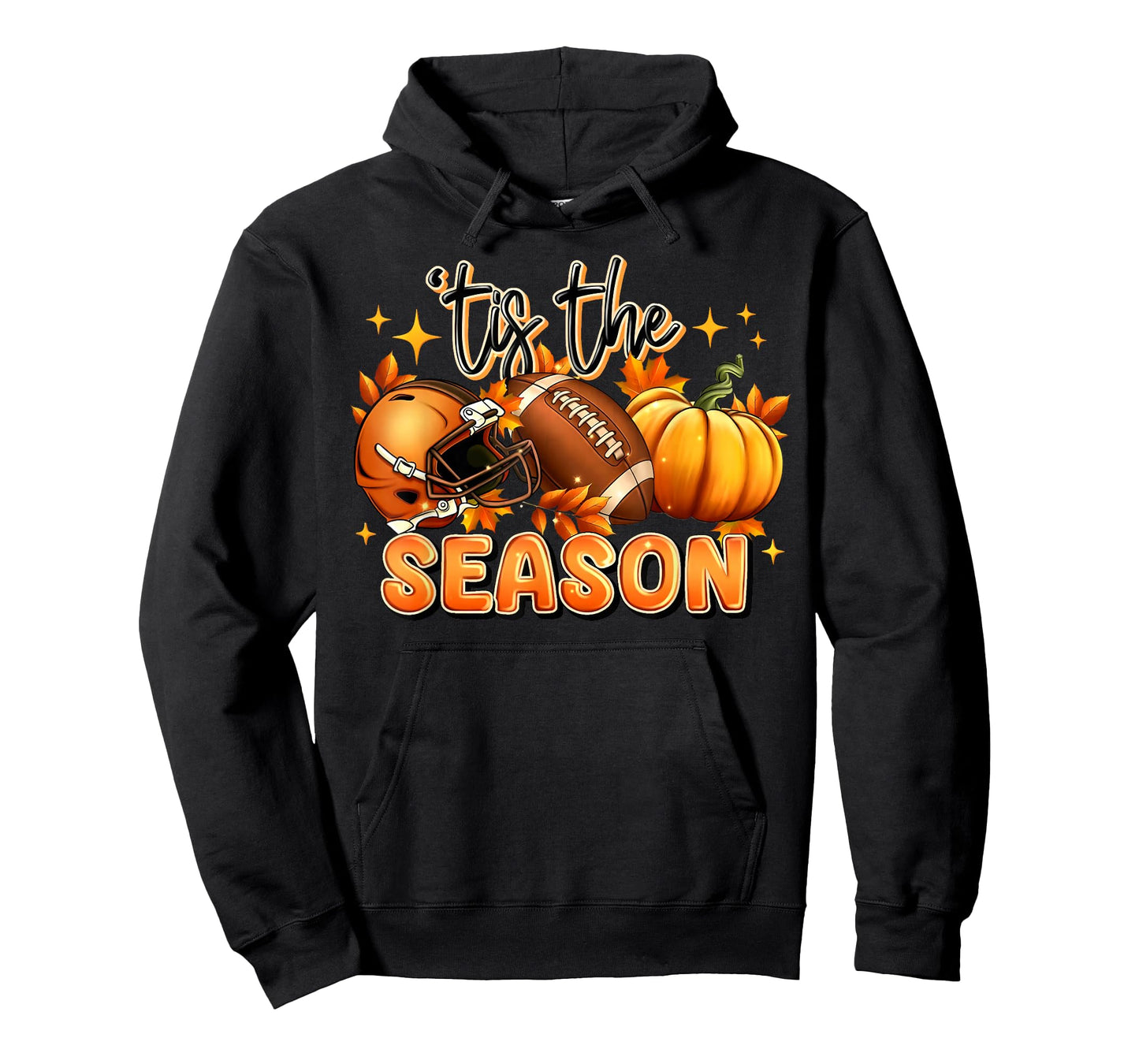 Tis The Season American Football Pumpkin Autumn Fall Leaves T-Shirt