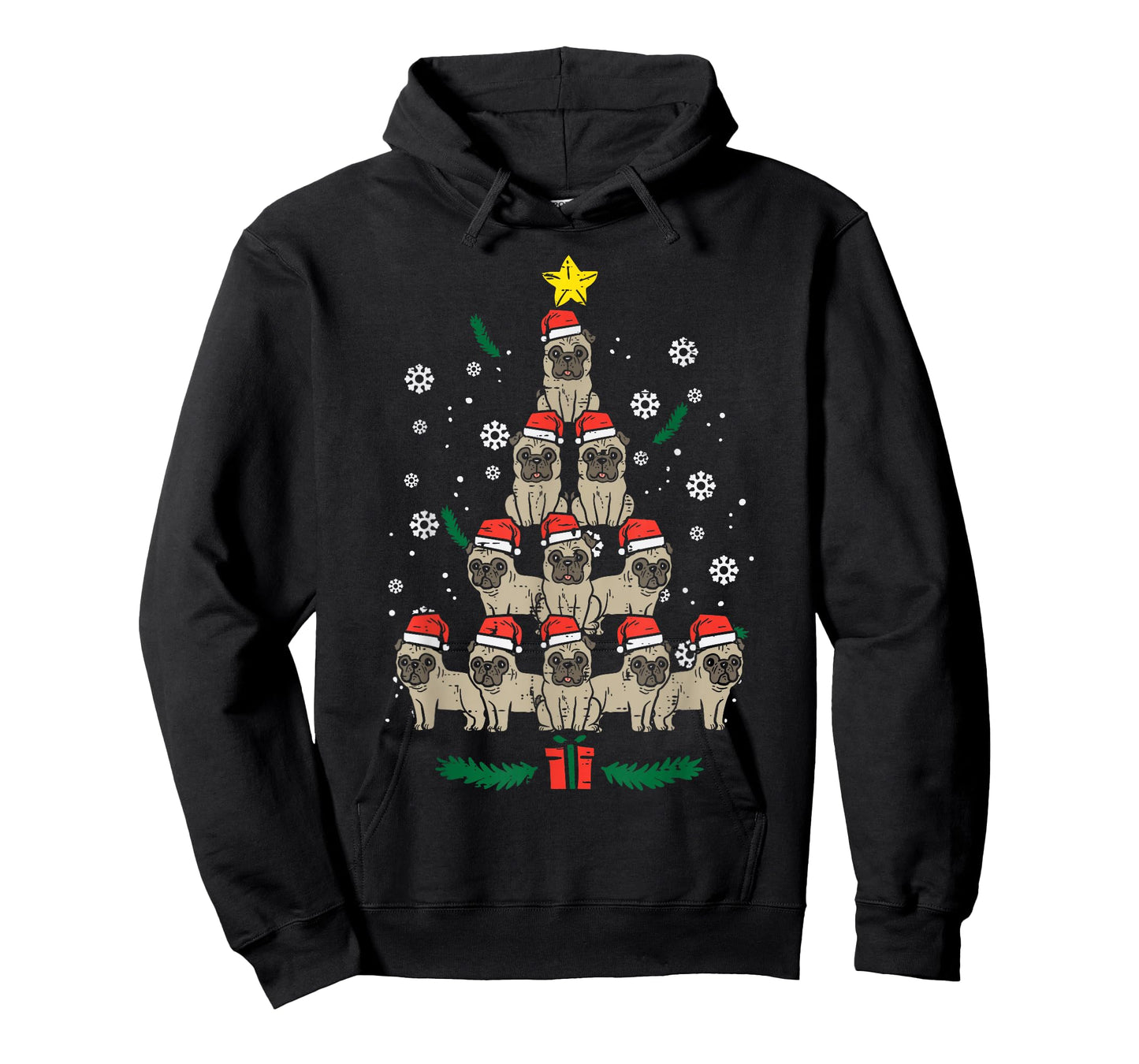 Pug Christmas Tree Dog Xmas Men Women Kids T-Shirt