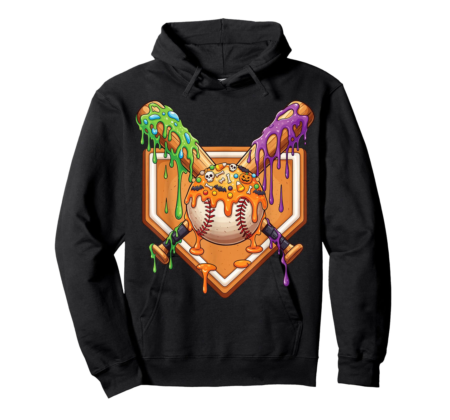 Baseball Drip For Boys Ice Cream Drip Halloween Baseball T-Shirt