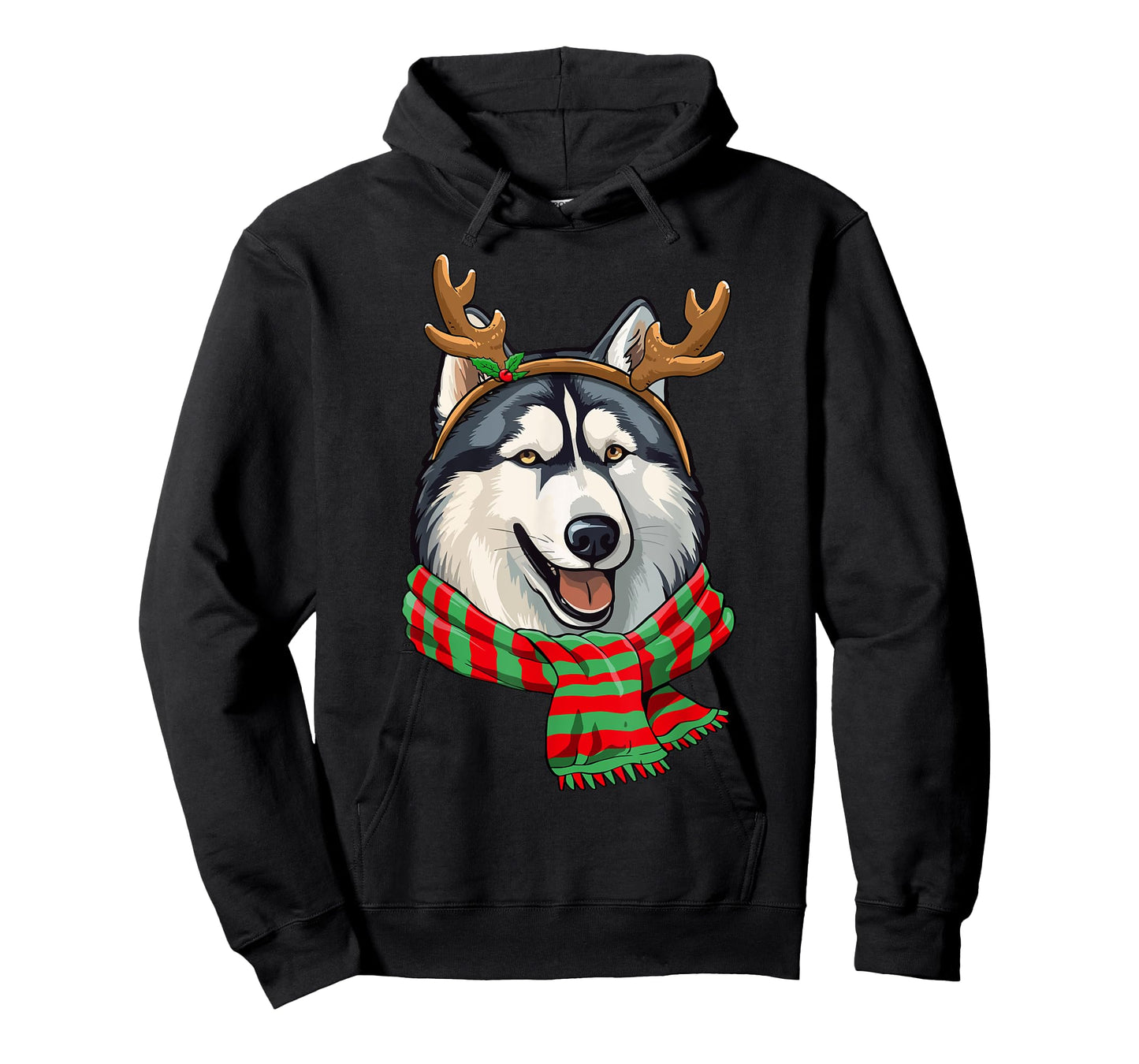 Siberian Husky Dog Christmas Reindeer Santa Hat Funny Xmas T-Shirt for Men Women Kids