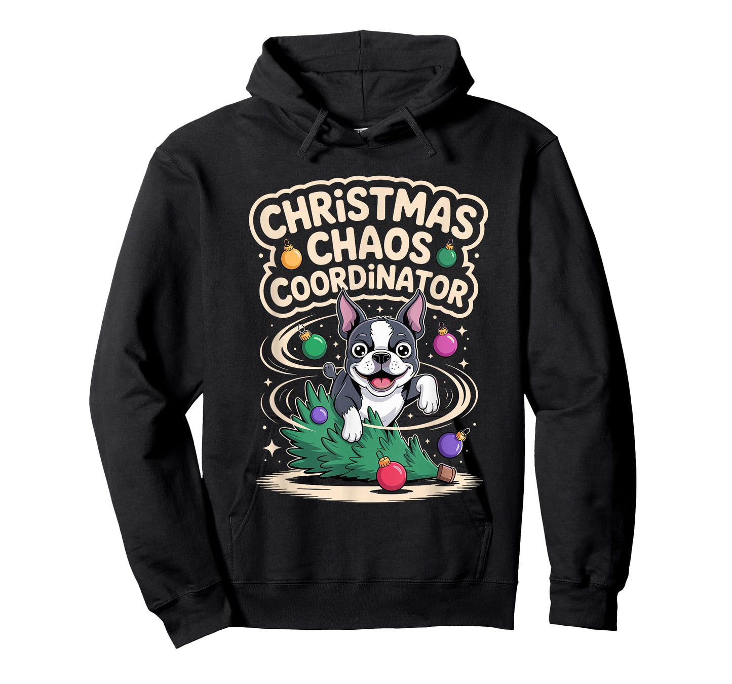 Christmas Chaos Coordinator Xmas Dog Funny Boston Terrier T-Shirt