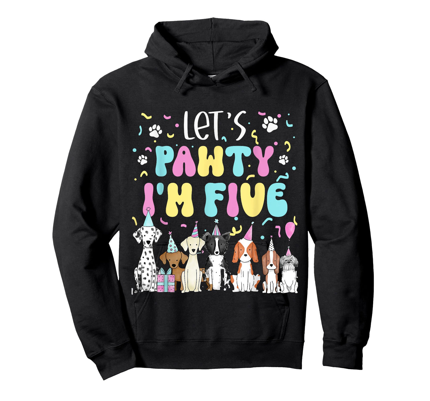 Kids Lets Pawty I'm Five Pet Puppy Dog Theme Birthday Party T-Shirt
