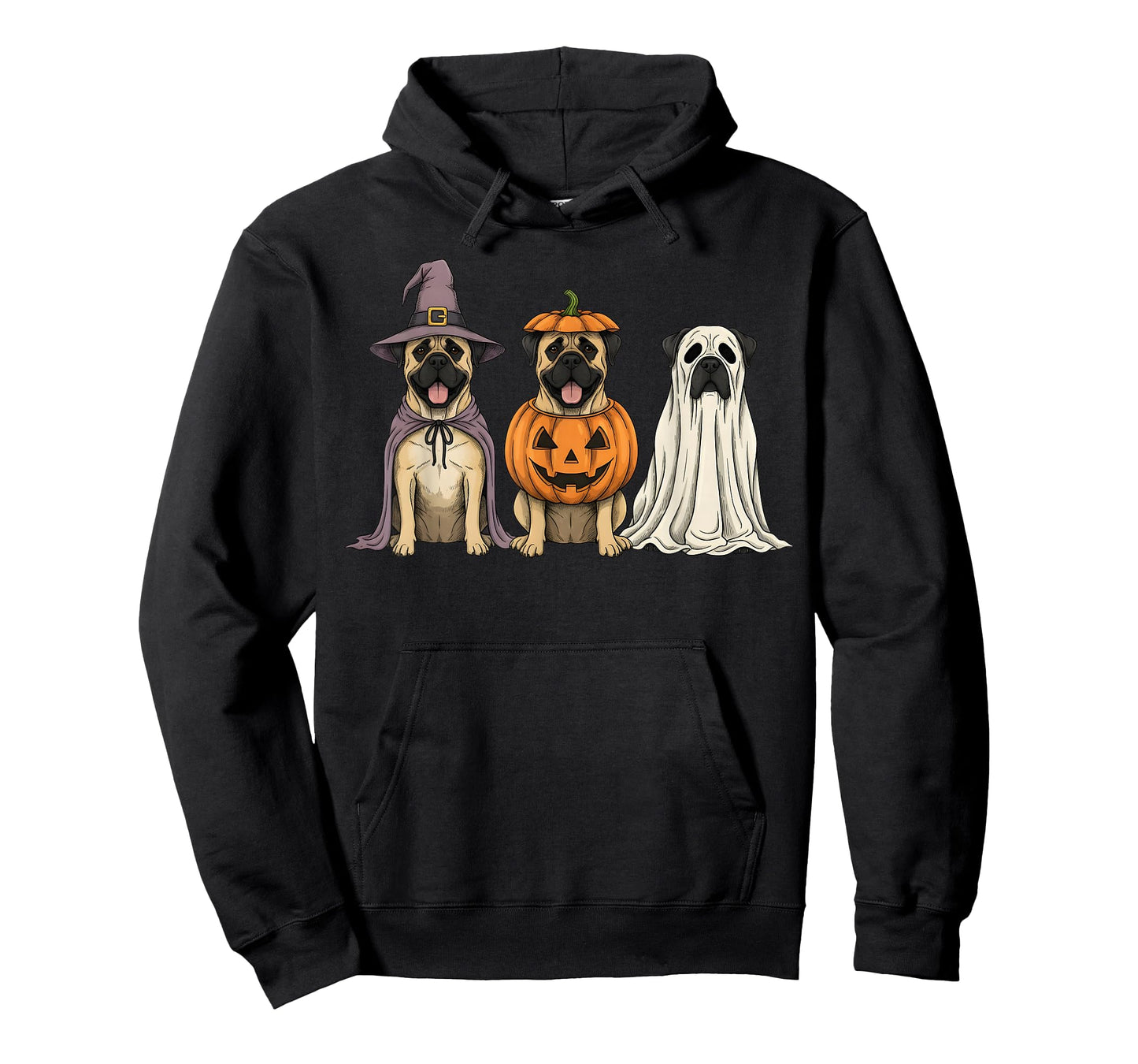 Spooky Ghost Bullmastiff Pumpkin Halloween Dog Lover T-Shirt