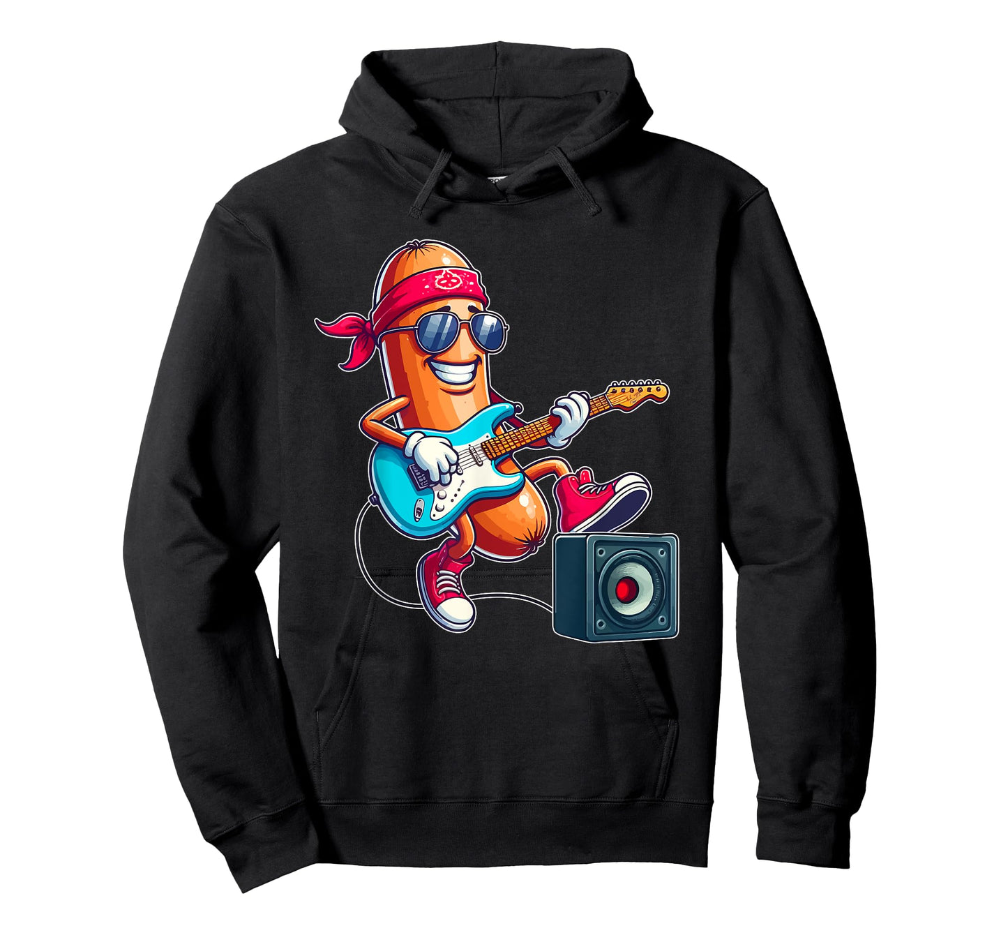 Colorful Sausage Sunglasses Playing Electric Guitar Rock T-Shirt