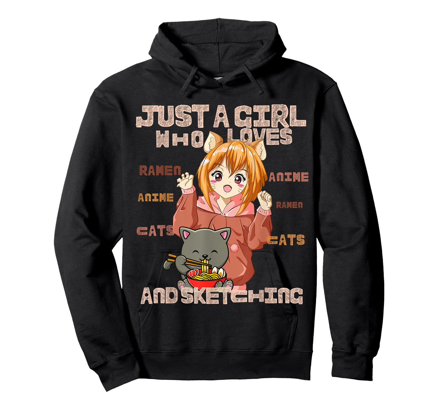 Just a Girl Who Loves Cats, Ramen, Amine And Sketching Manga T-Shirt