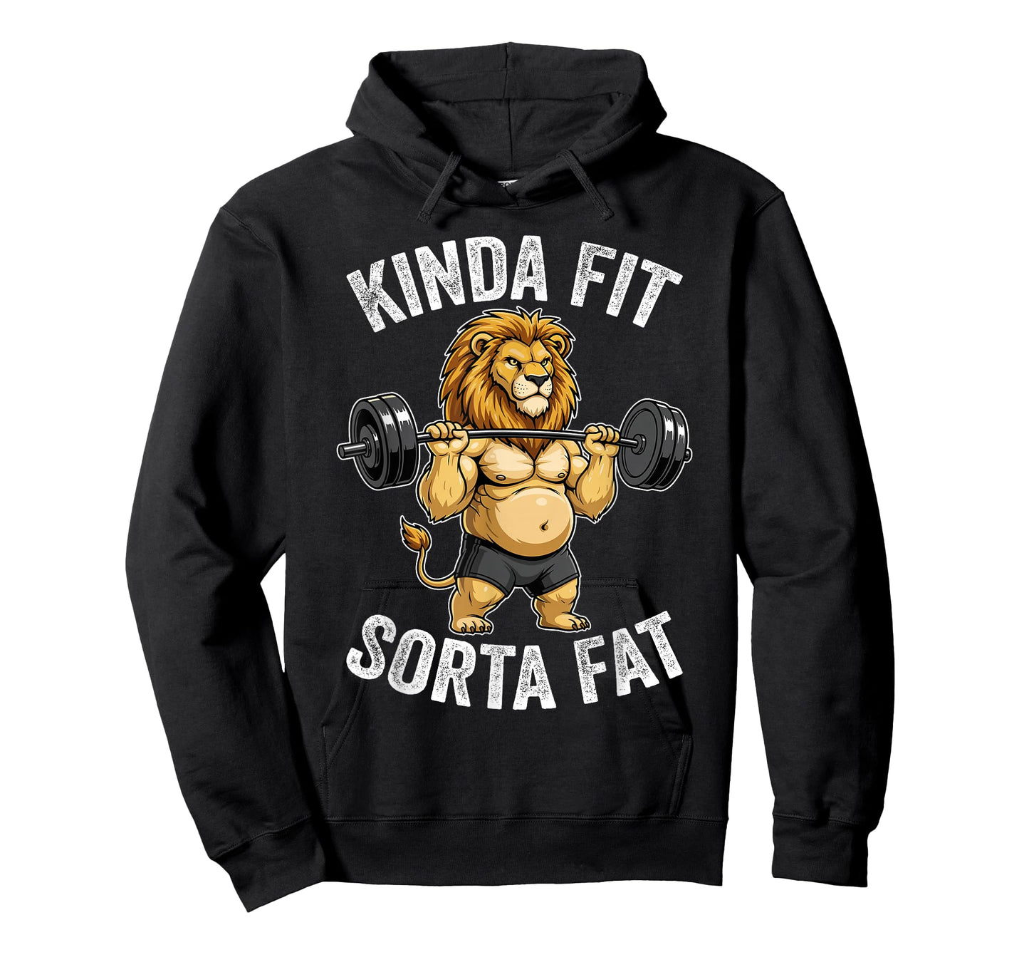 Kinda Fit Sorta Fat Lion Gym Weightlifting Workout Funny T-Shirt