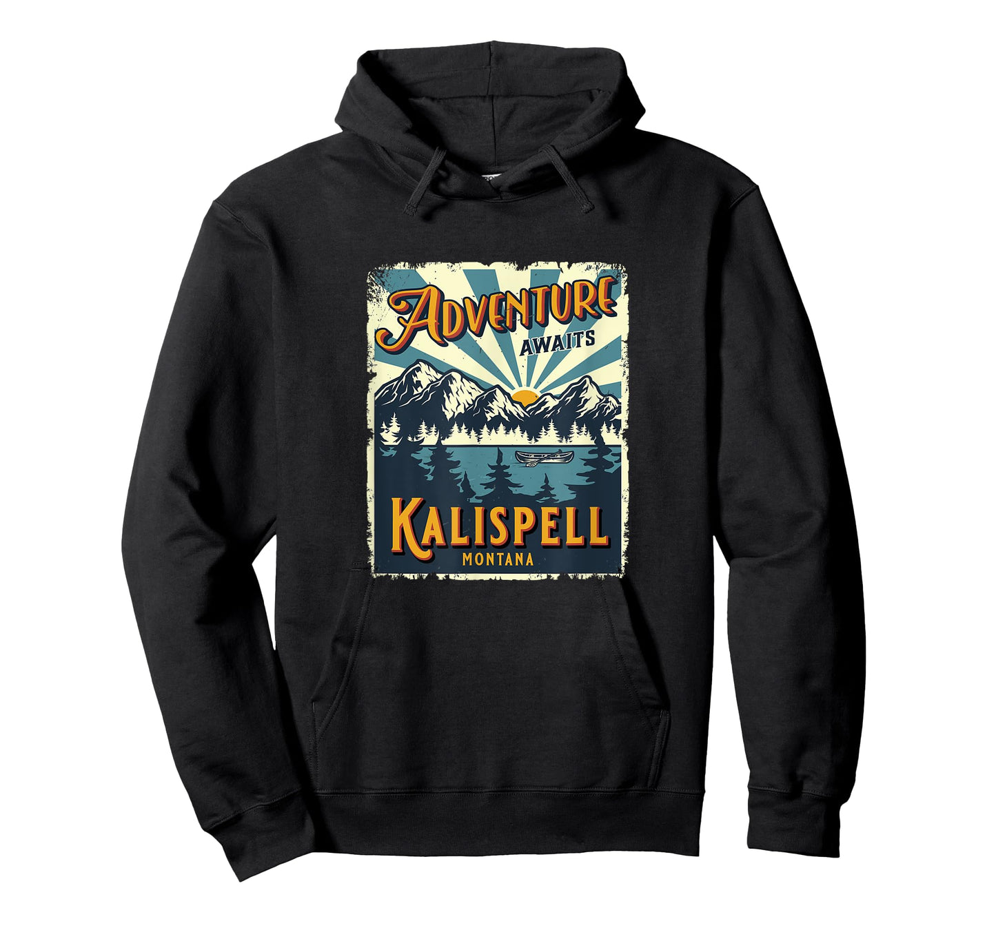 Vintage Kalispell Montana Flathead Lake Retro Sun Souvenir T-Shirt