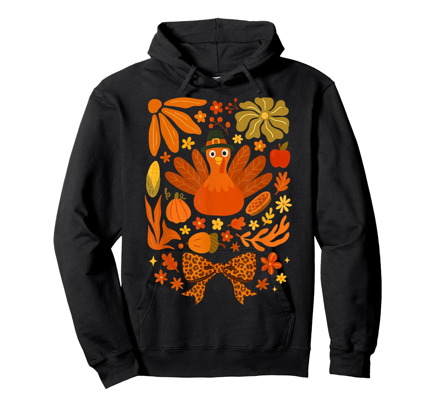 Thanksgiving Vintage Boho Floral Fall Vibes Funny Turkey T-Shirt