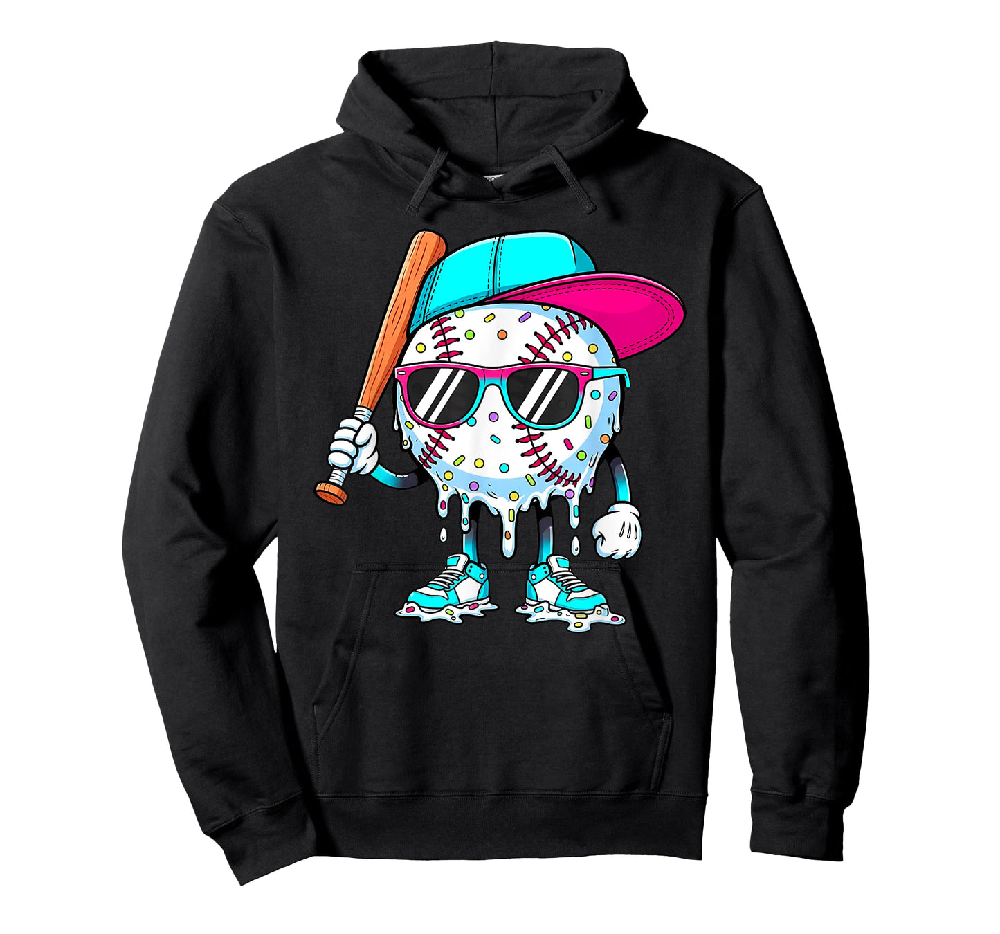 Funny Baseball Drip for Boys Kids Youth Dripping Ice Cream T-Shirt