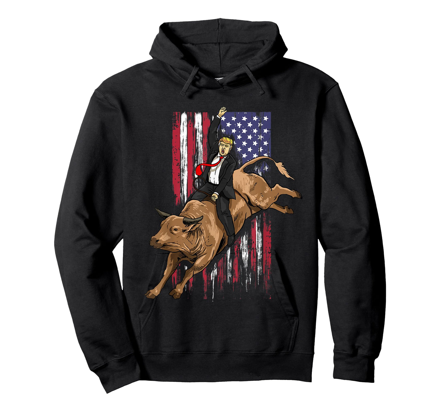 Rodeo Bull Rider Trump American Flag Cowboy Bull Riding T-Shirt