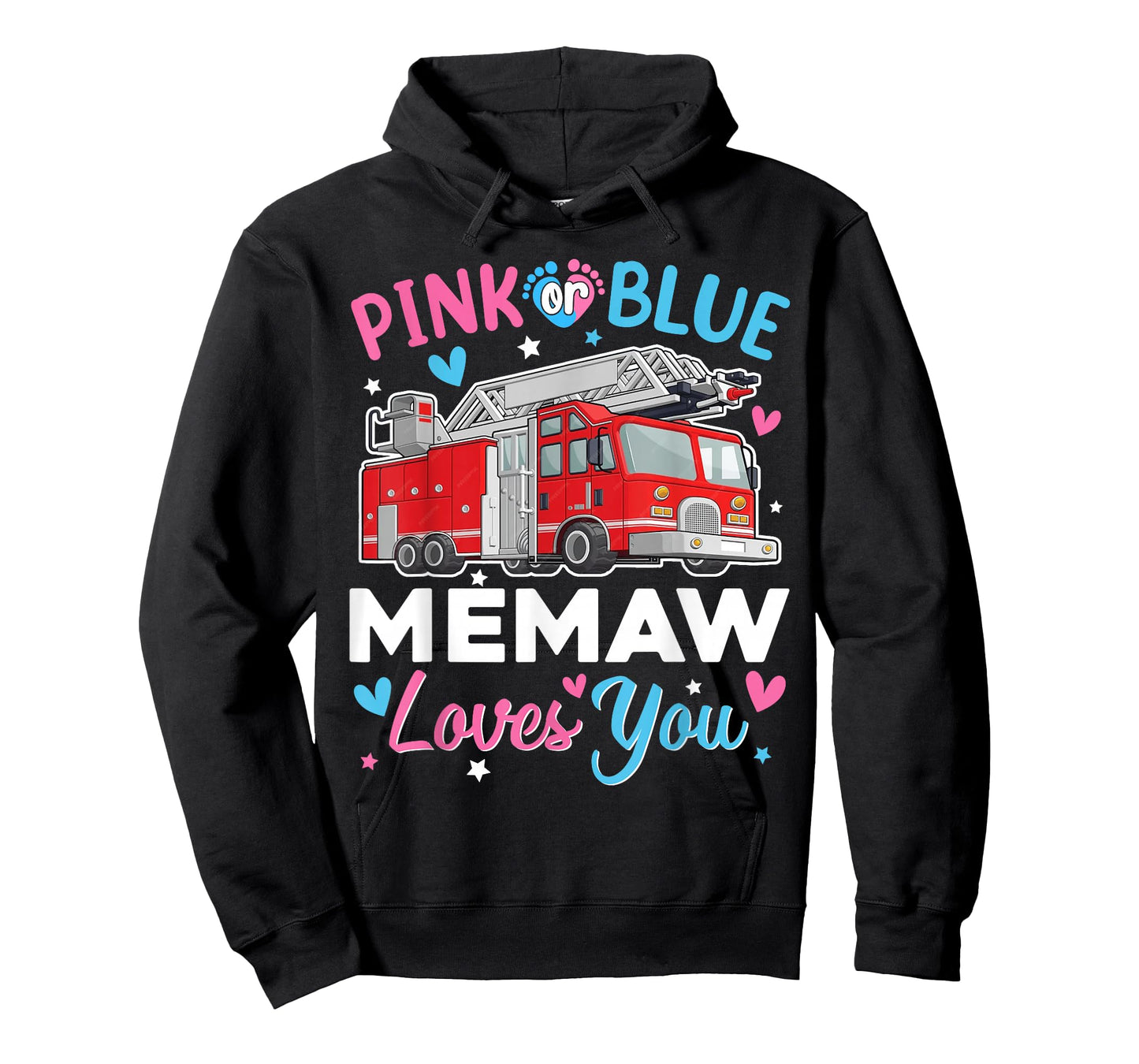 Pink Or Blue Memaw Firefighter Baby Gender Reveal Family T-Shirt