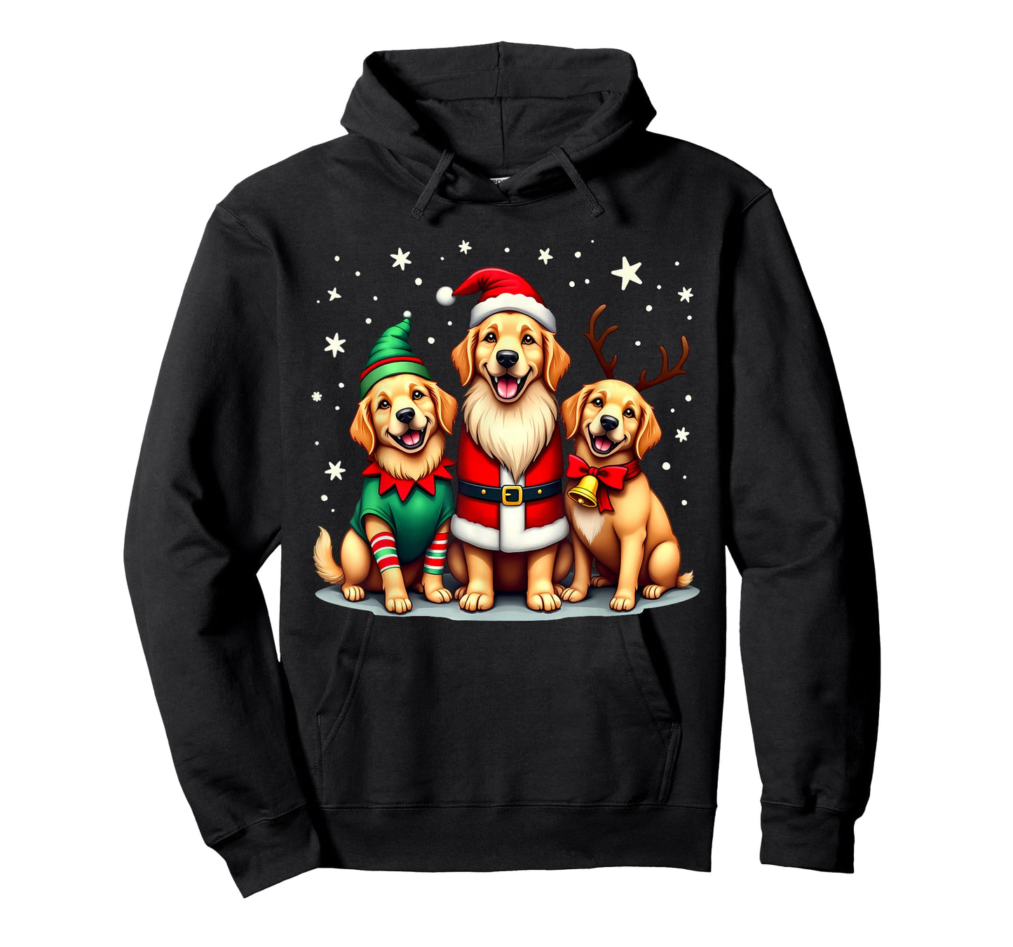 Golden Retriever Christmas Dogs Funny Santa Reindeer Elf T-Shirt