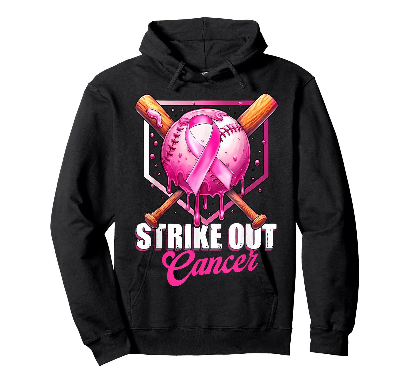 Strike Out Home Plate Baseball Ice Cream Drip Breast Cancer T-Shirt