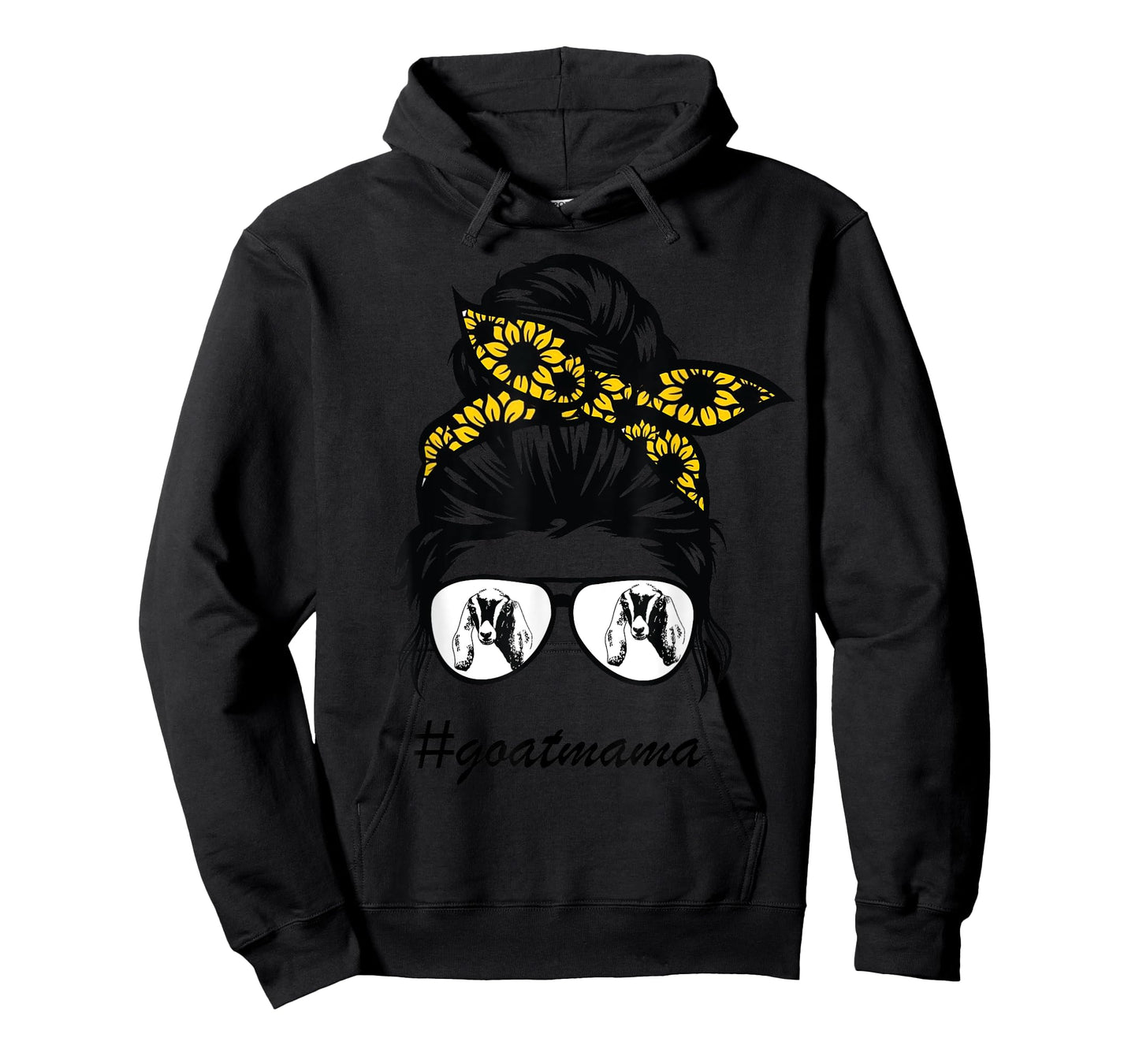 nubians goat mama messy hair bun sunflower mother day 2021 T-Shirt