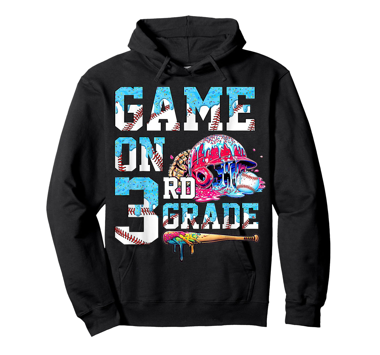 3rd Grade Back to School Baseball Drip Ice Cream Game On T-Shirt