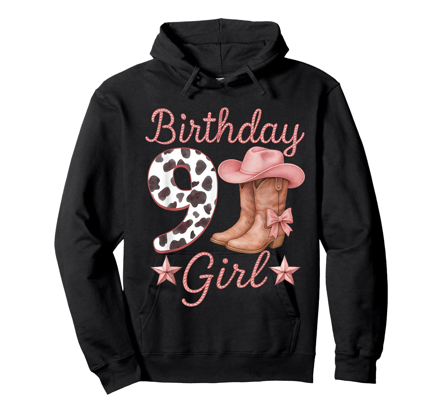 9th Birthday Girl Cowgirl Boots Hat Western Rodeo Outfit T-Shirt