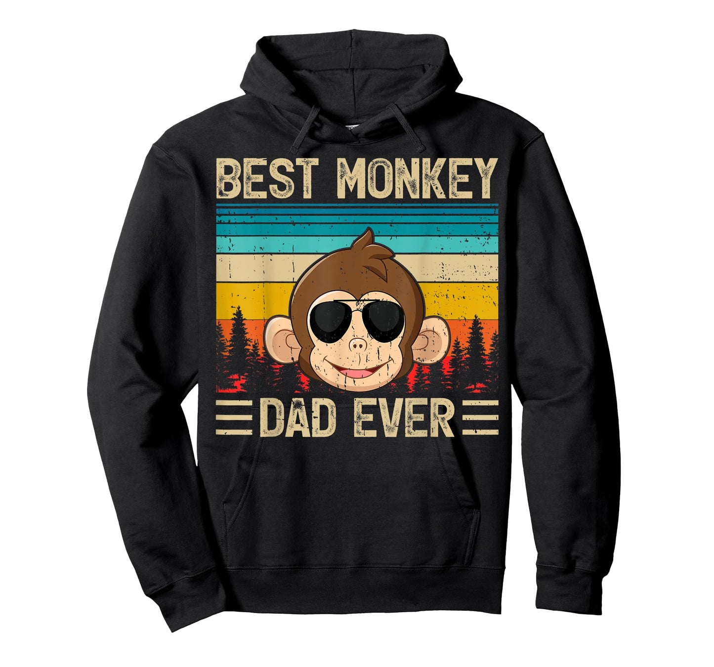 Mens Monkey Vintage Funny Best Monkey Dad Ever Father's Day T-Shirt