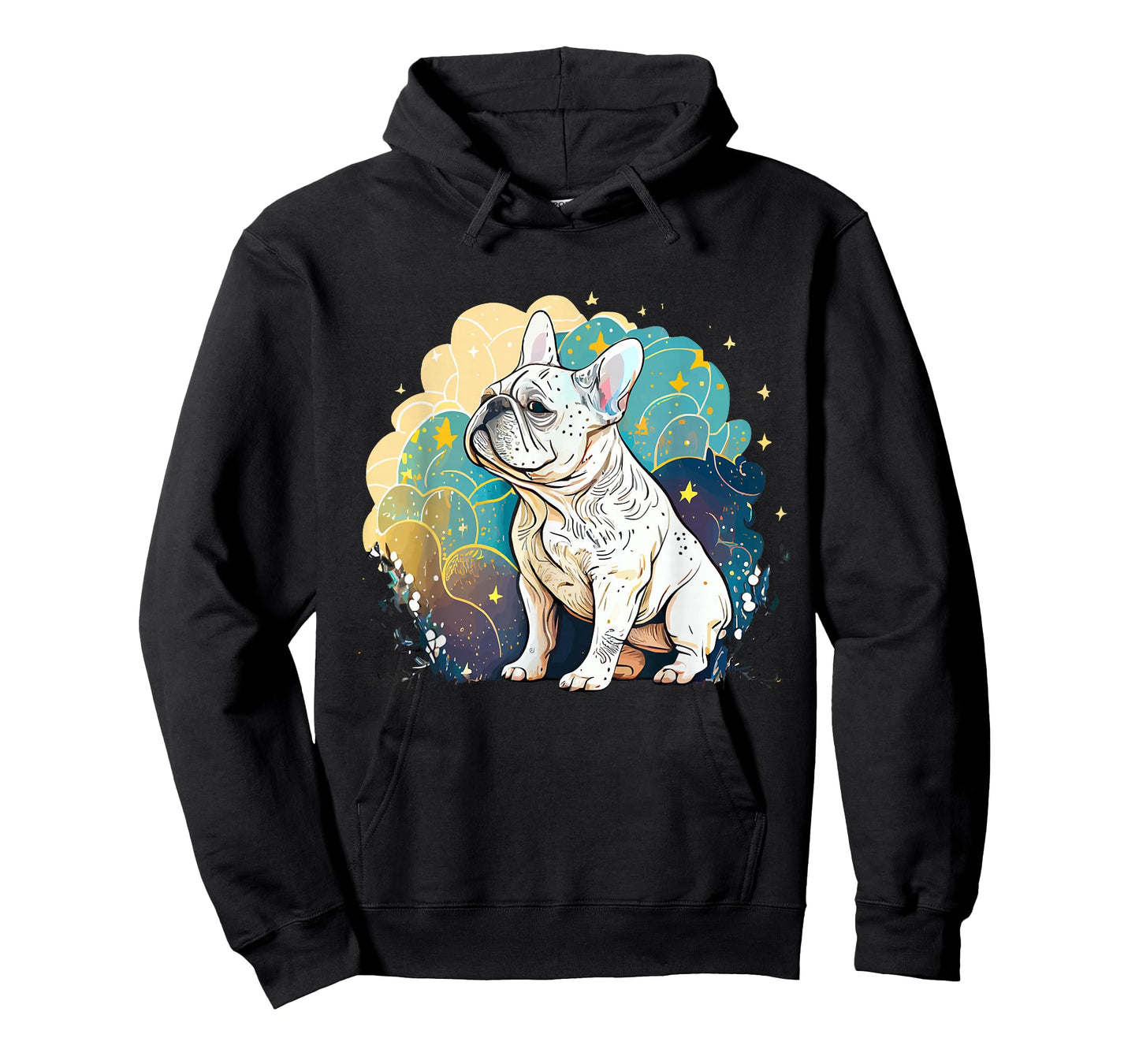 White Frenchie French Bulldog Starry Night Van Gogh Colorful T-Shirt