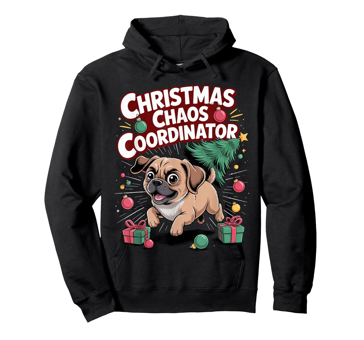 Christmas Chaos Coordinator Xmas Puppy Funny Puggle T-Shirt