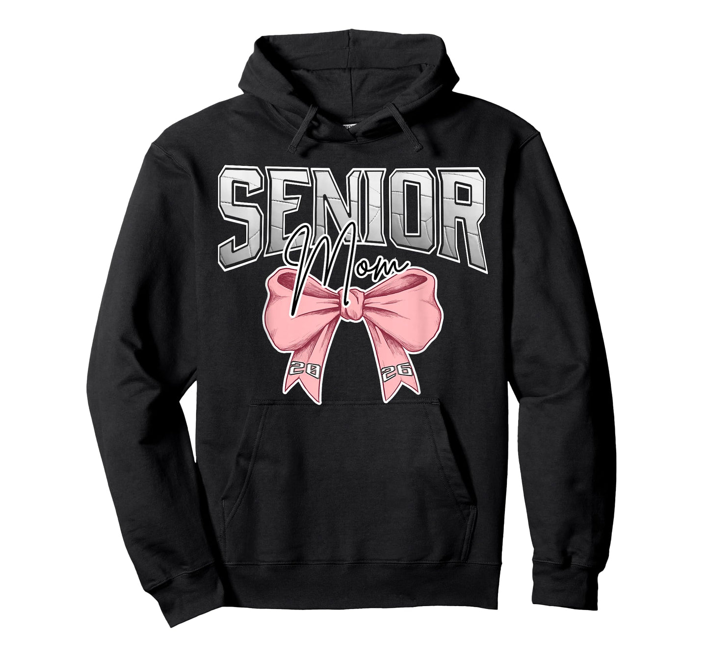 Volleyball Senior Mom Class of 2026 Pink Out Coquette Bow T-Shirt