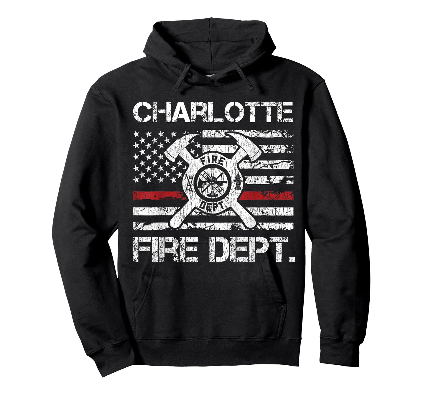 Charlotte North Carolina Fire Department Thin Red Line T-Shirt