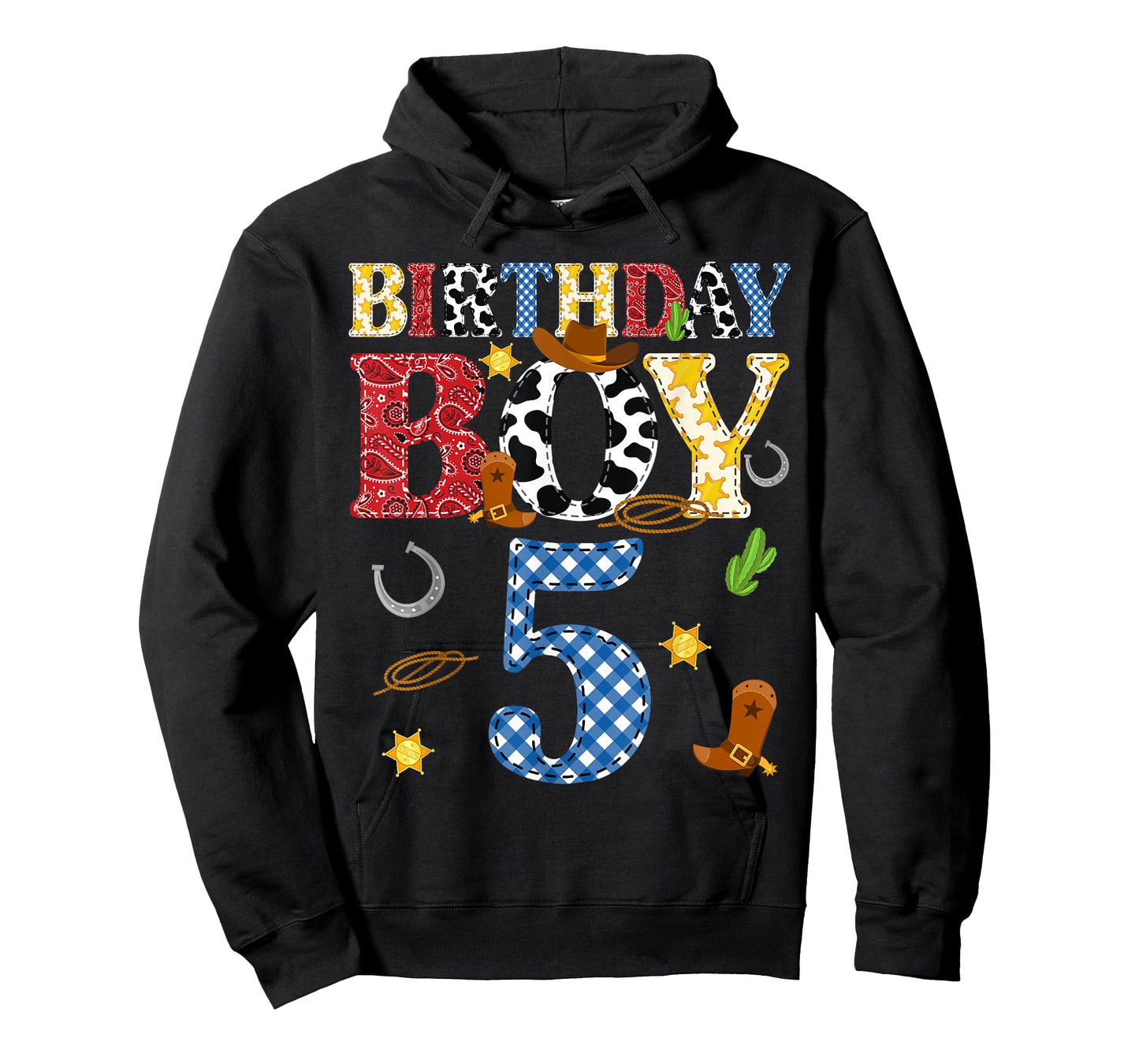 5 Years Old Western Rodeo Cowboy 5th Birthday Boy Kid T-Shirt