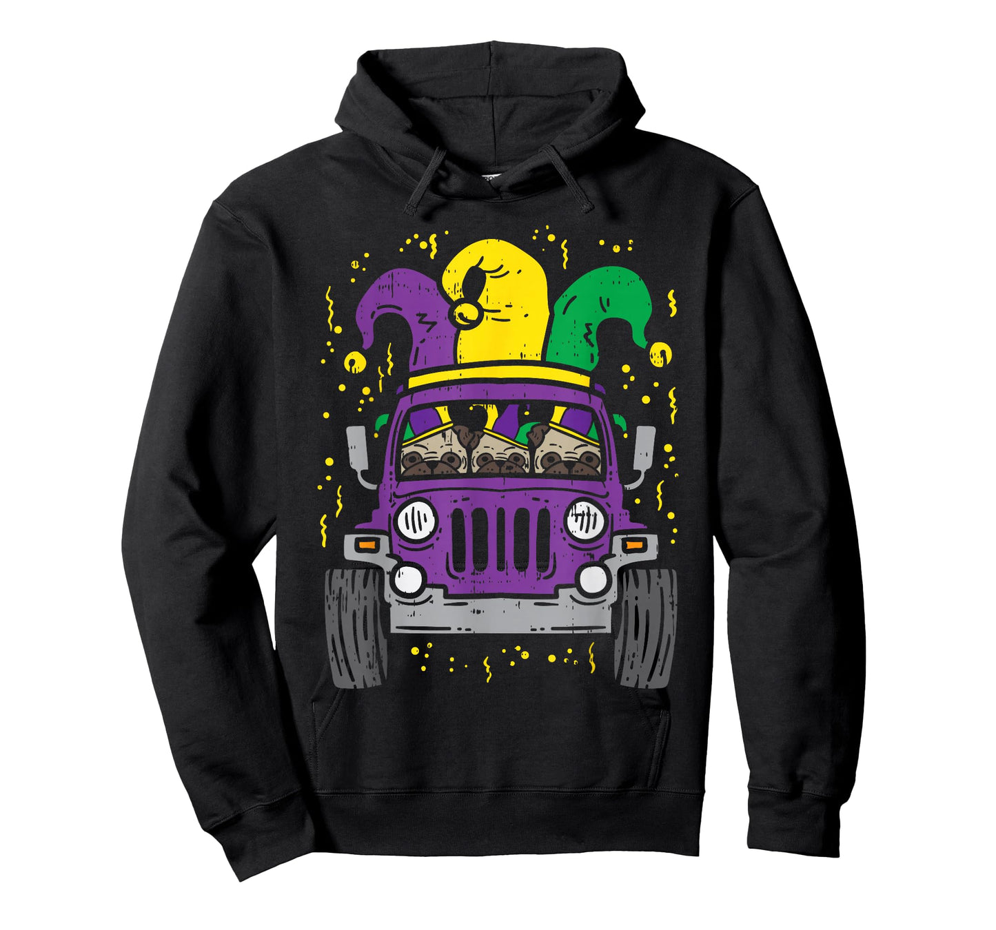 Mardi Gras Monster Truck Jester Pug Carnival Dog Owner Boys T-Shirt