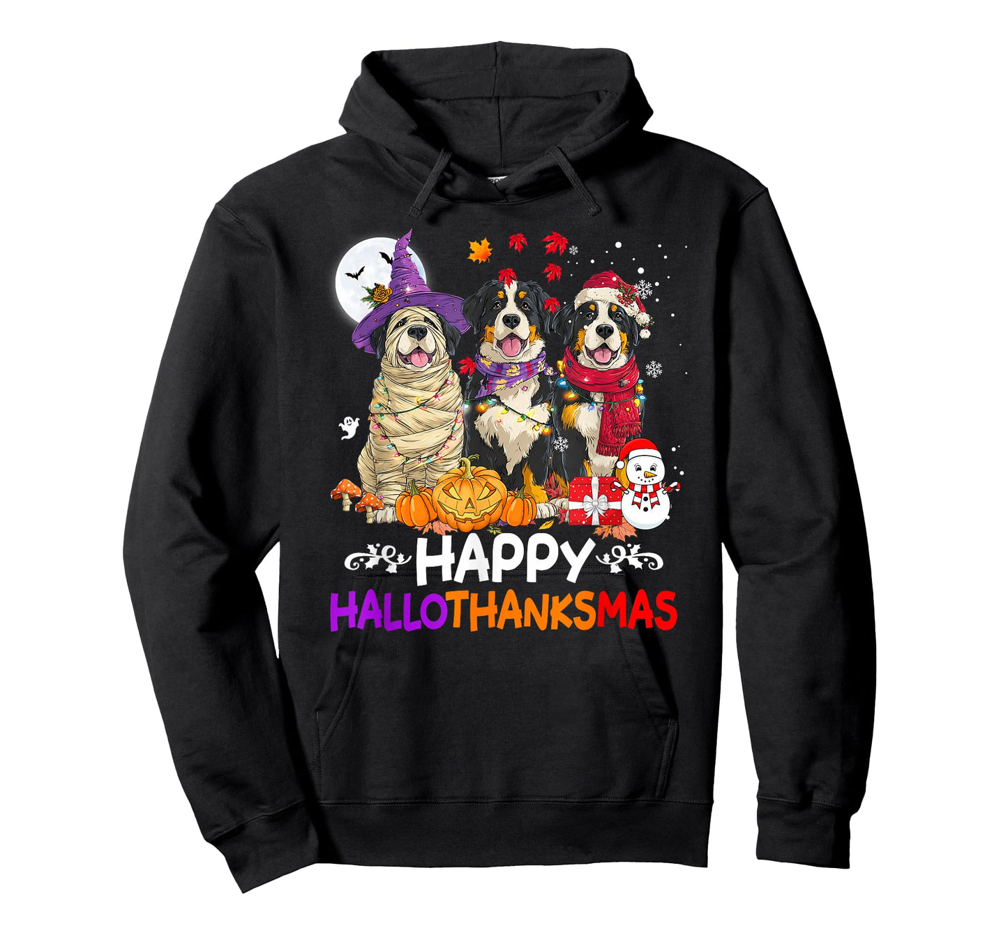 Bernese Mountain Dog Hallothanksmas Halloween Thanksgiving T-Shirt