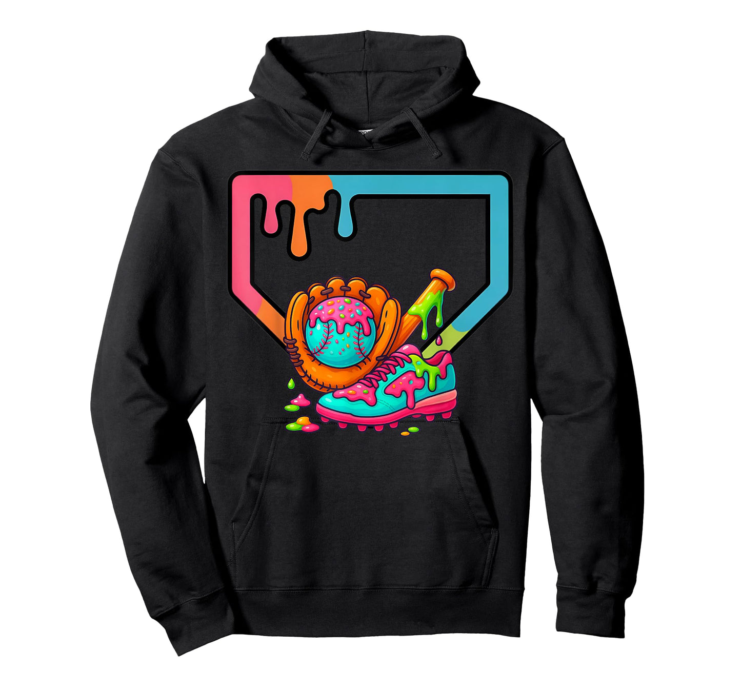 Baseball Home Plate Dripping Ice Cream Drip Youth Boys T-Shirt