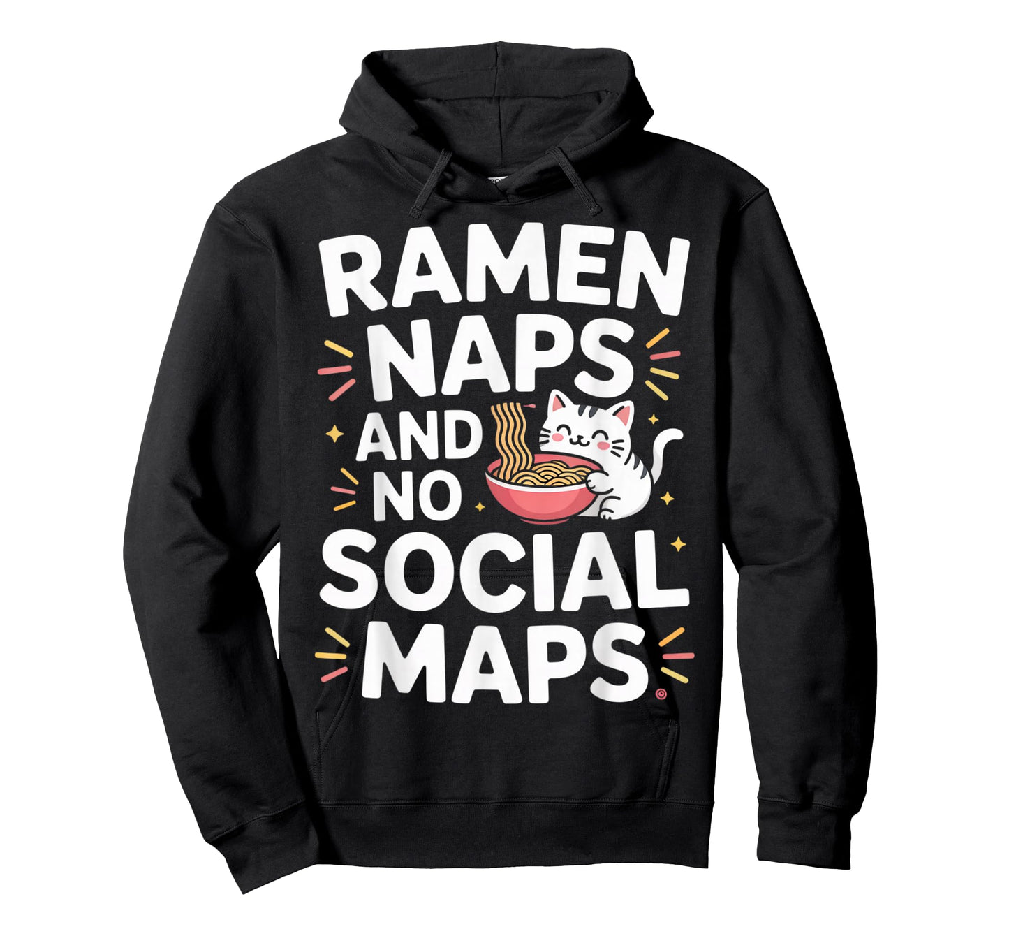 Ramen Naps and No Social Maps Cute Kawaii Indoor Cat T-Shirt
