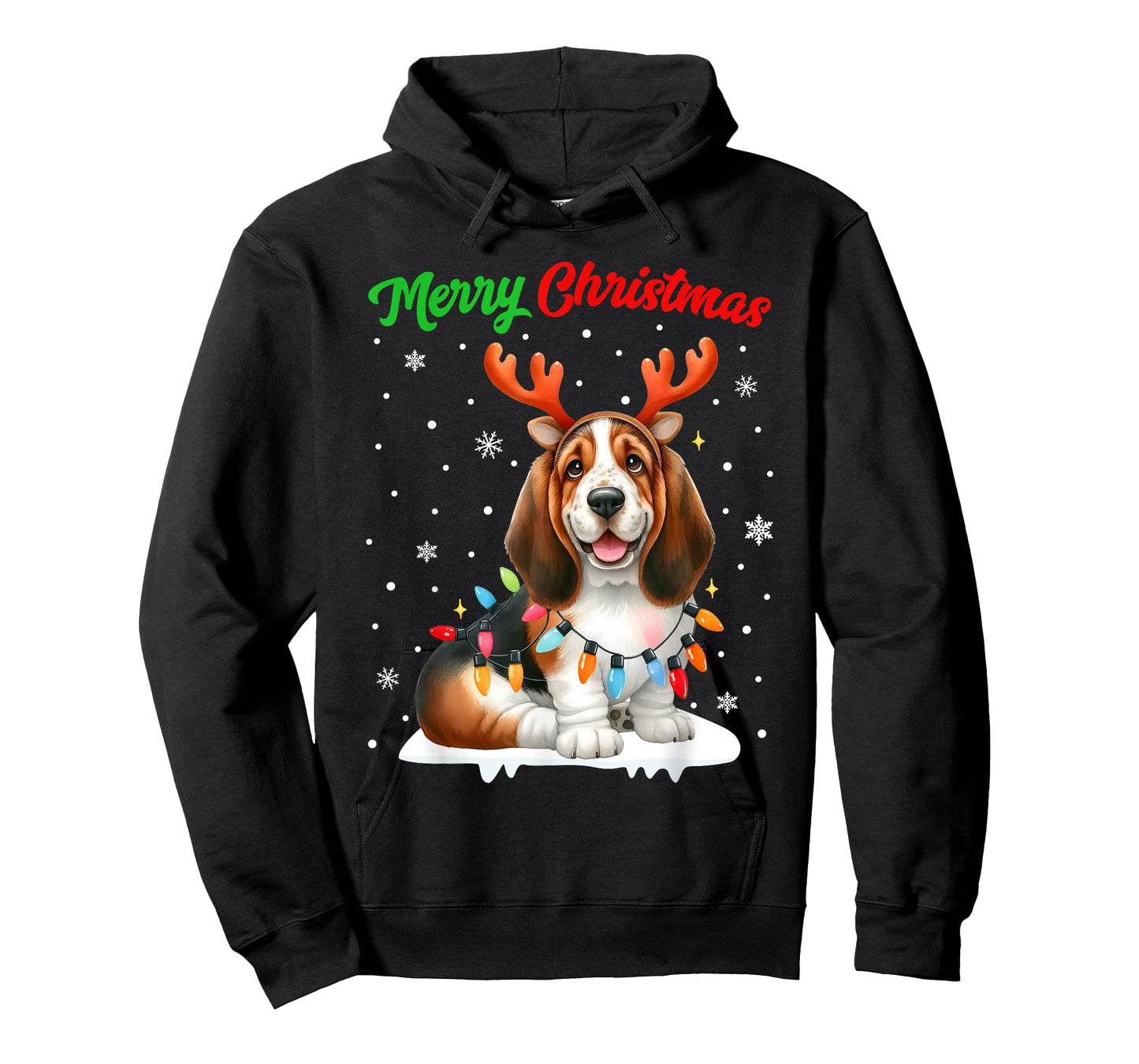 Christmas Pajamas Men Women Kids Christmas Basset Hound Dog T-Shirt