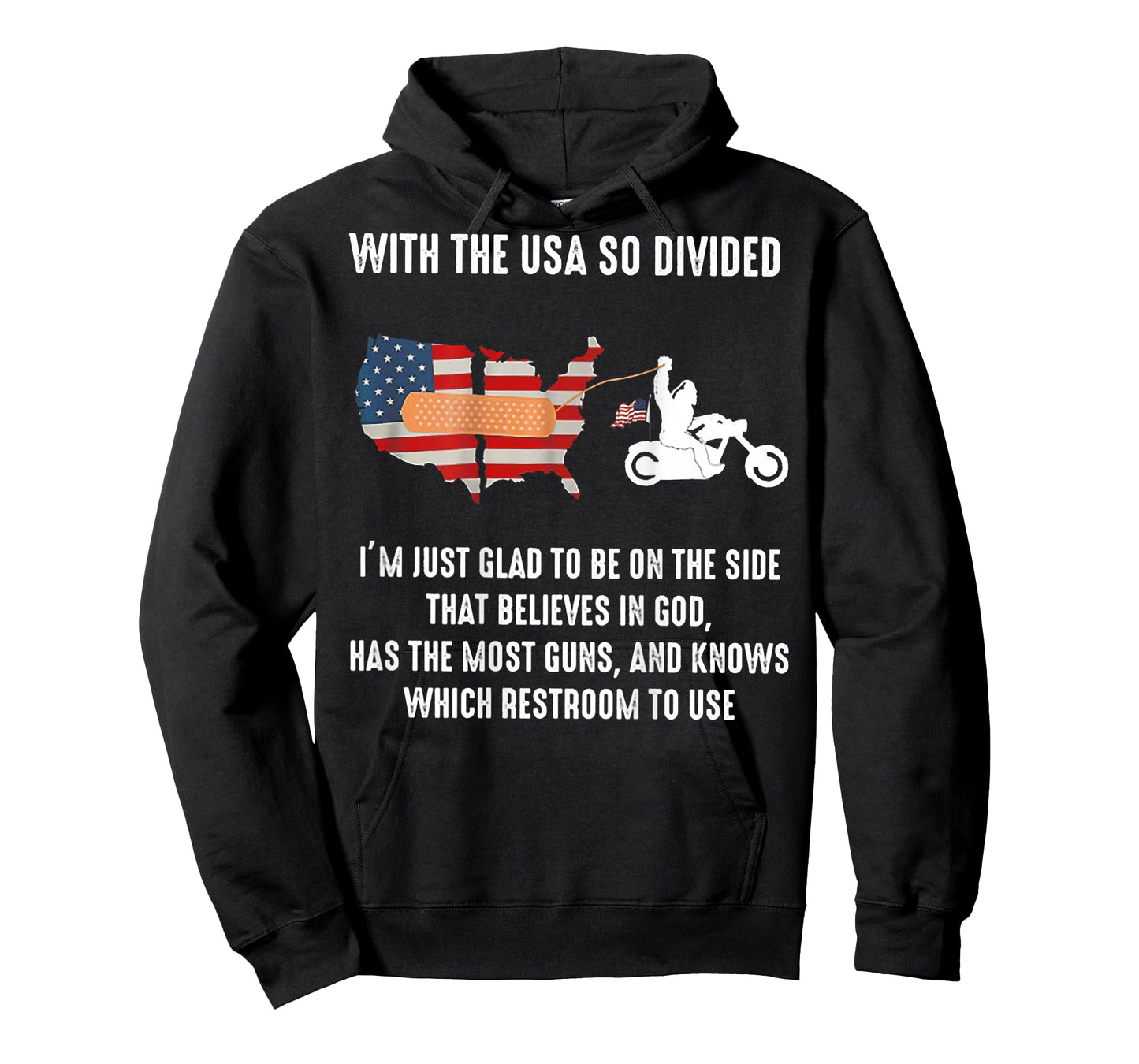 Bigfoot Biker With The USA So Divided (on back) T-Shirt