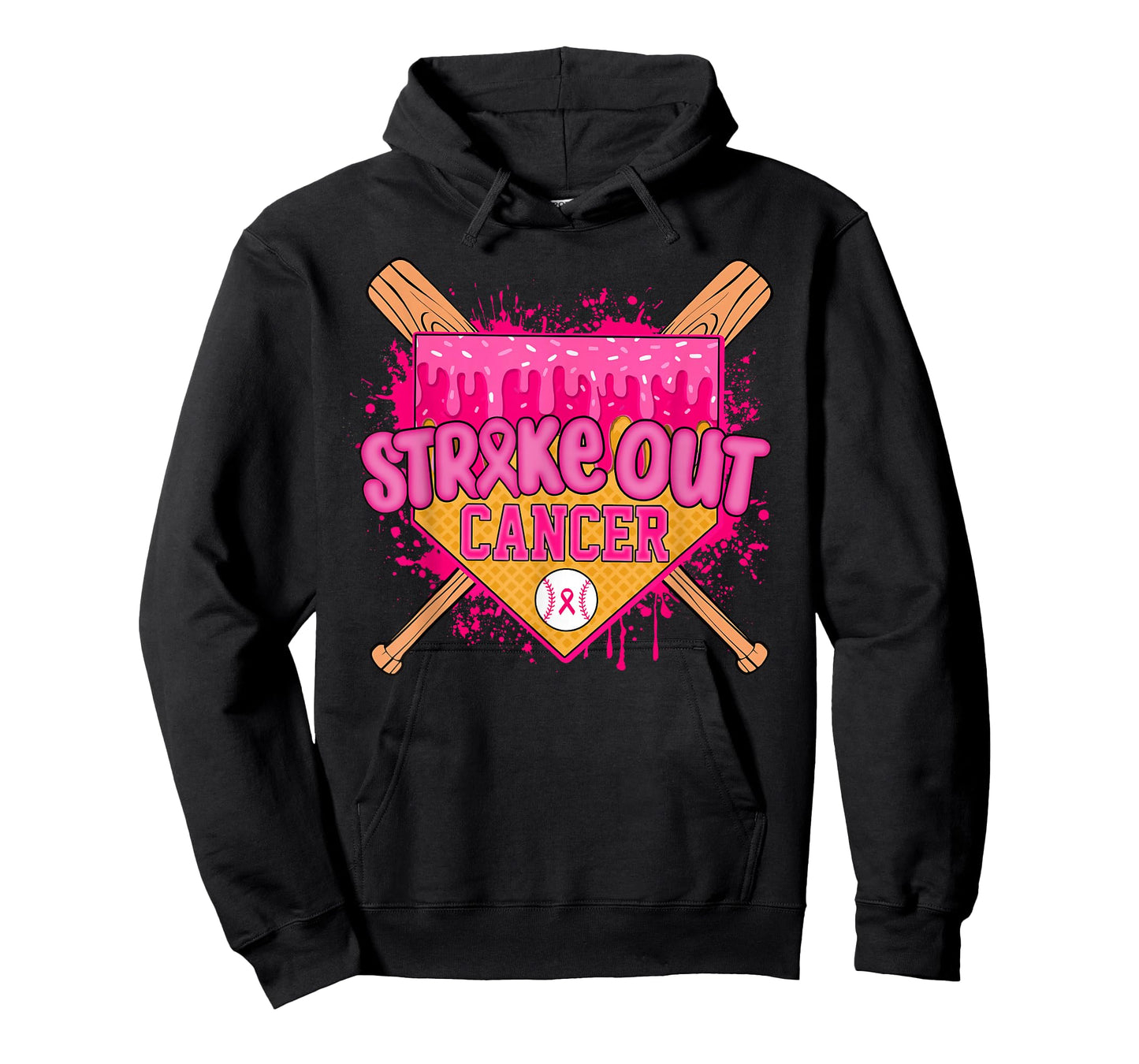Strike Out Breast Cancer Warrior Baseball Drip Home Plate T-Shirt