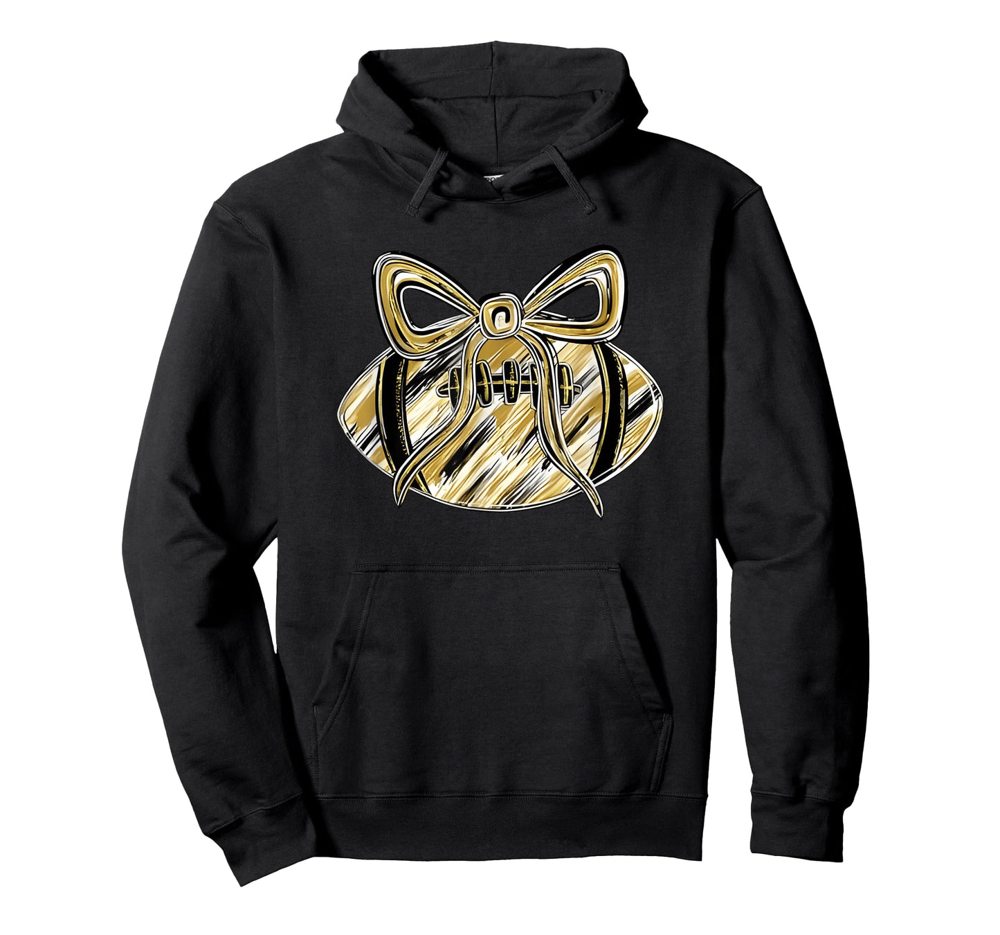 Gold Black Football Game Day Touchdown Season Coquette Bow T-Shirt