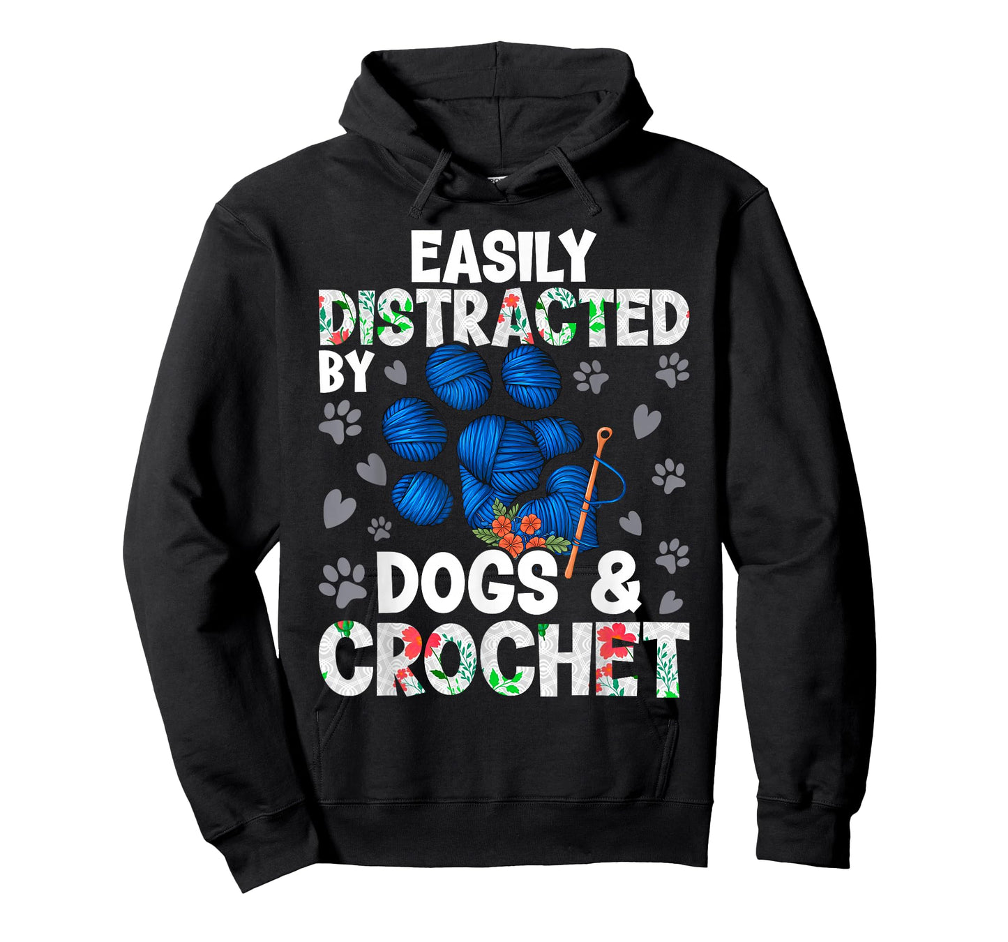 Easily Distracted By Dogs & Crochet Women Funny Dogs Lovers T-Shirt