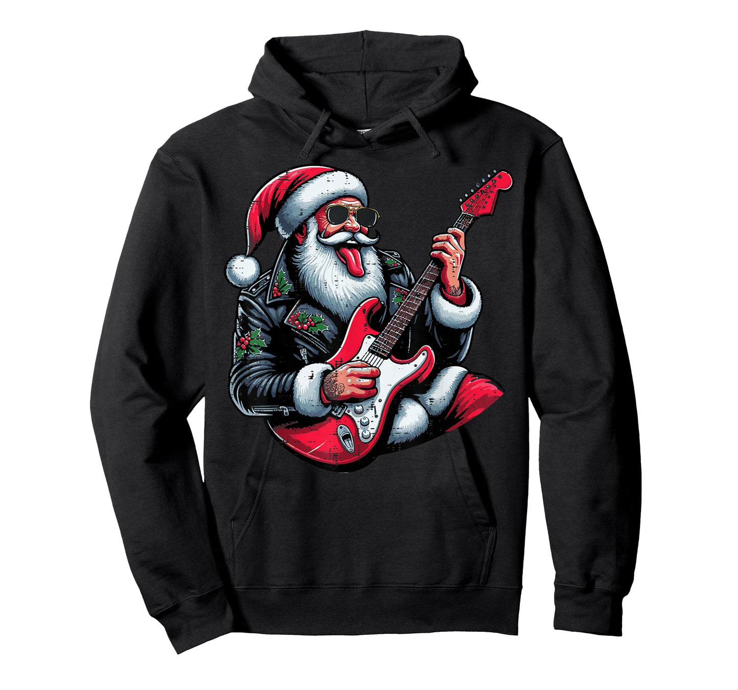 Christmas Rocker Santa Guitar Xmas Rock Music Men Boys Kids T-Shirt