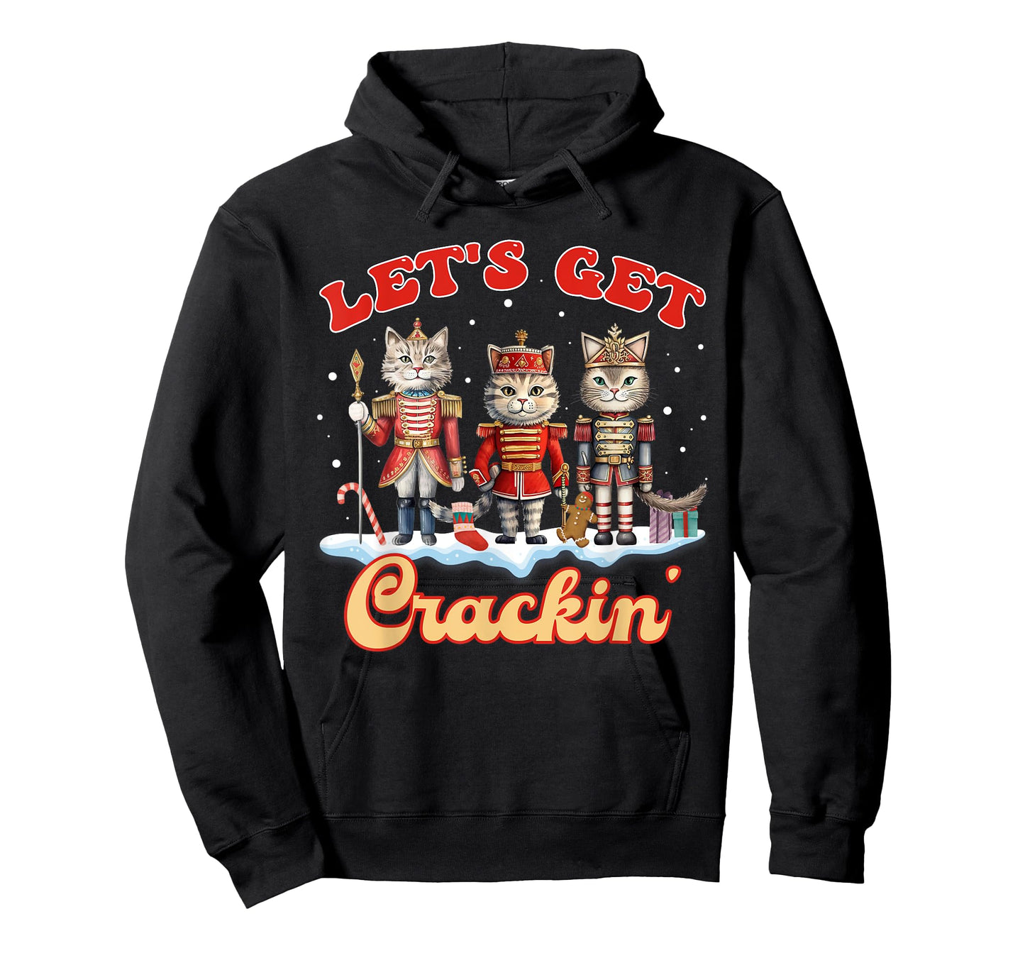 Lets Get Crackin' Three Cats Nutcrackers Christmas Teacher T-Shirt