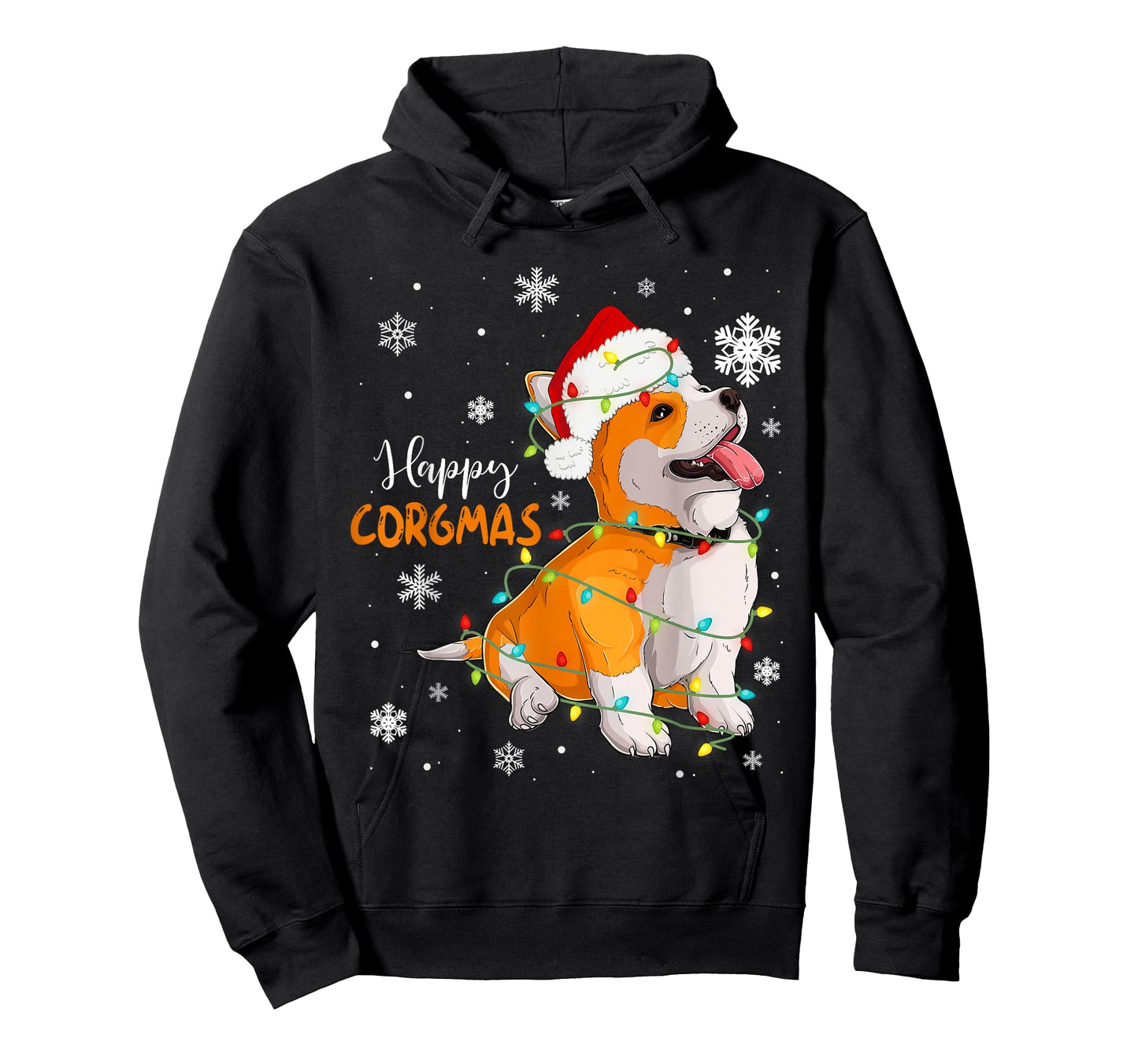 Corgi Christmas Tree Light Santa Hat Dog Gift Kid Girl Women T-Shirt