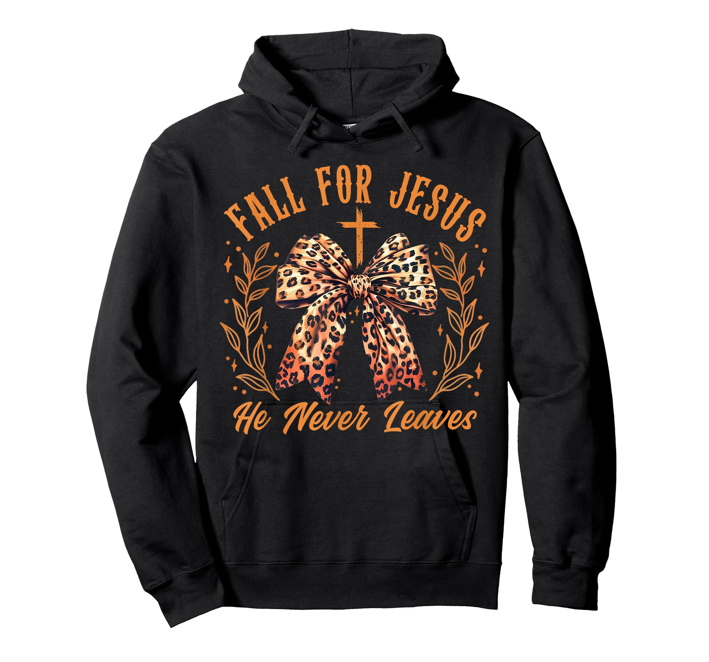 Fall For Jesus He Never Leaves Coquette Bow Leopard Autumn T-Shirt