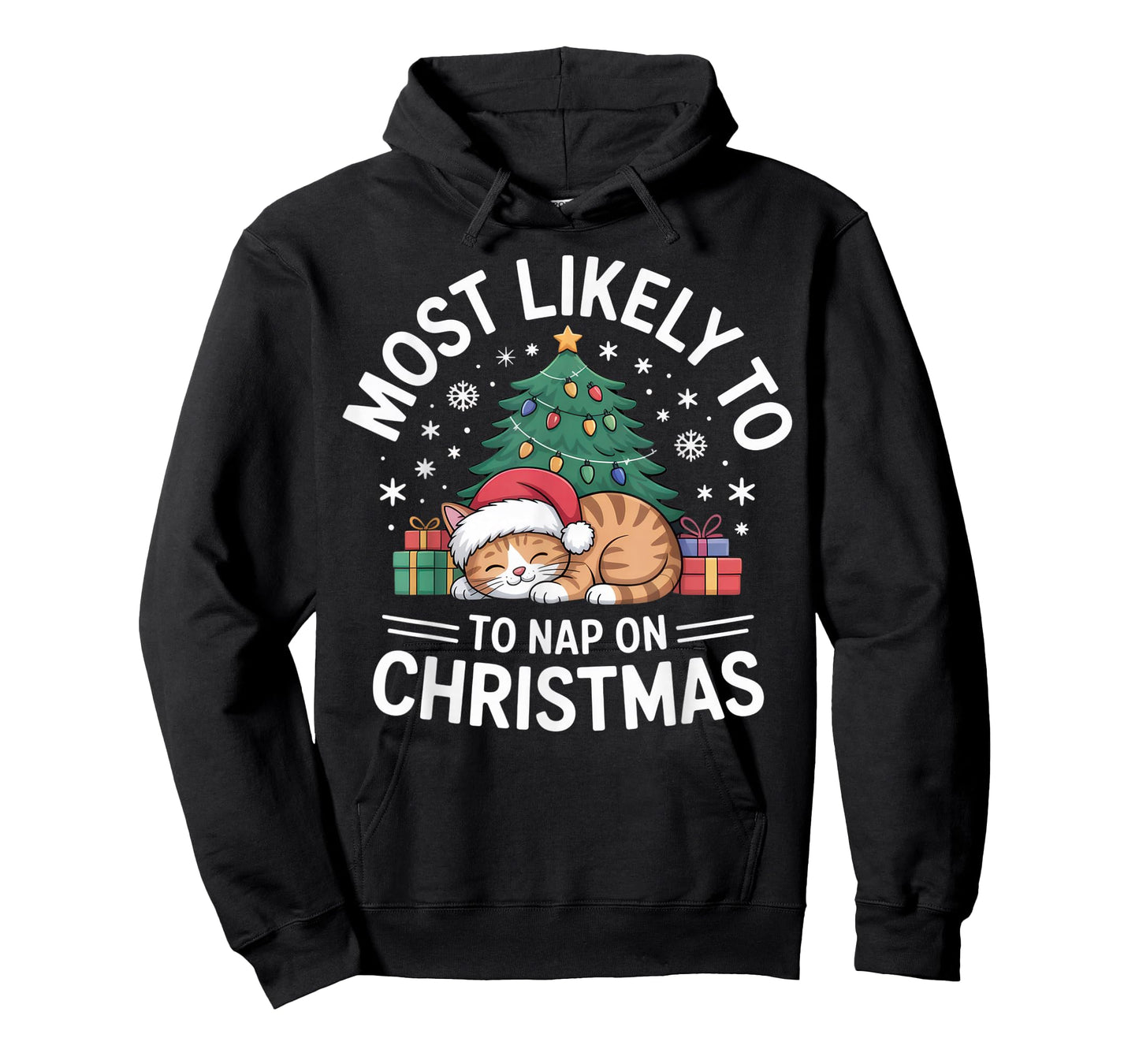 Most Likely to Nap on Christmas Funny Cat Lovers Holiday T-Shirt