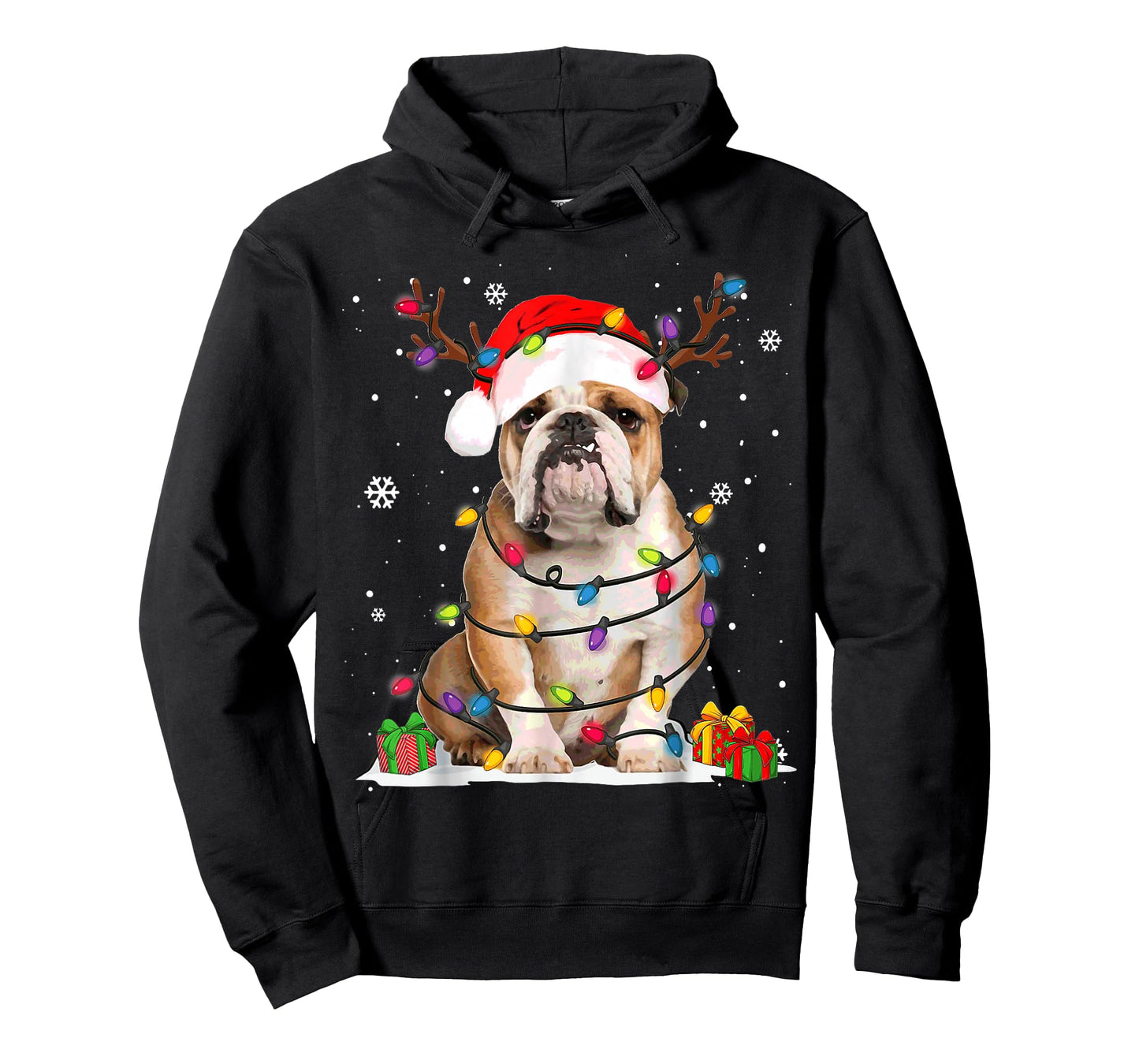 English Bulldog Dog Christmas Lights Xmas T-Shirt