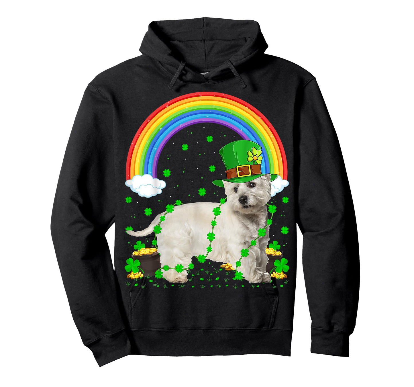 Rainbow Irish Shamrock Westie Dog St. Patrick's Day T-Shirt