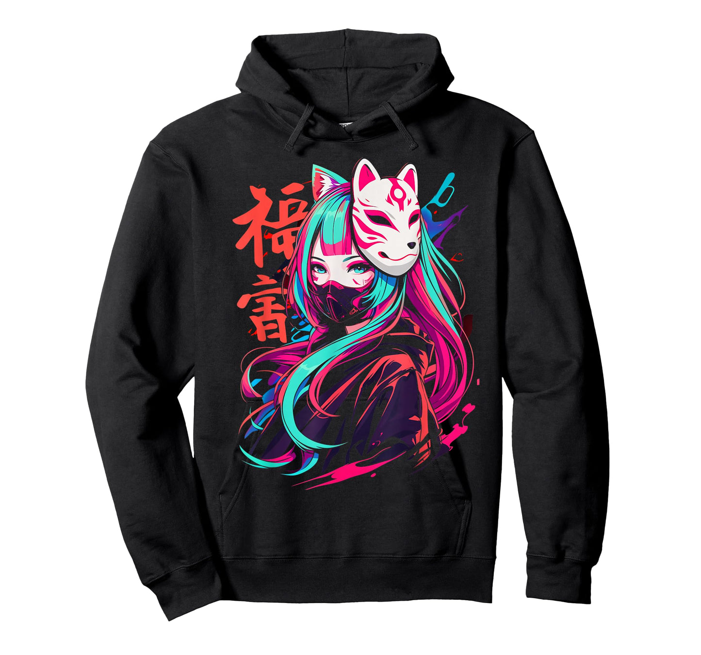 Anime Manga Cyberpunk Aesthetic Techwear Harajuku Kitsune T-Shirt