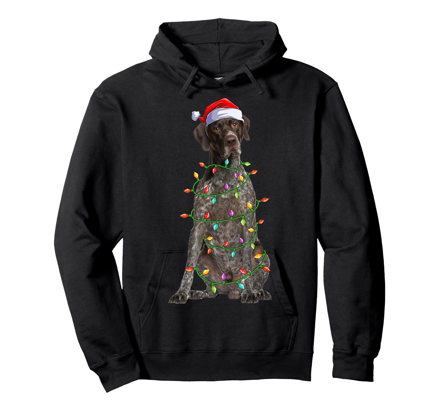 Xmas Lights Santa German Shorthaired Pointer Dog Christmas T-Shirt