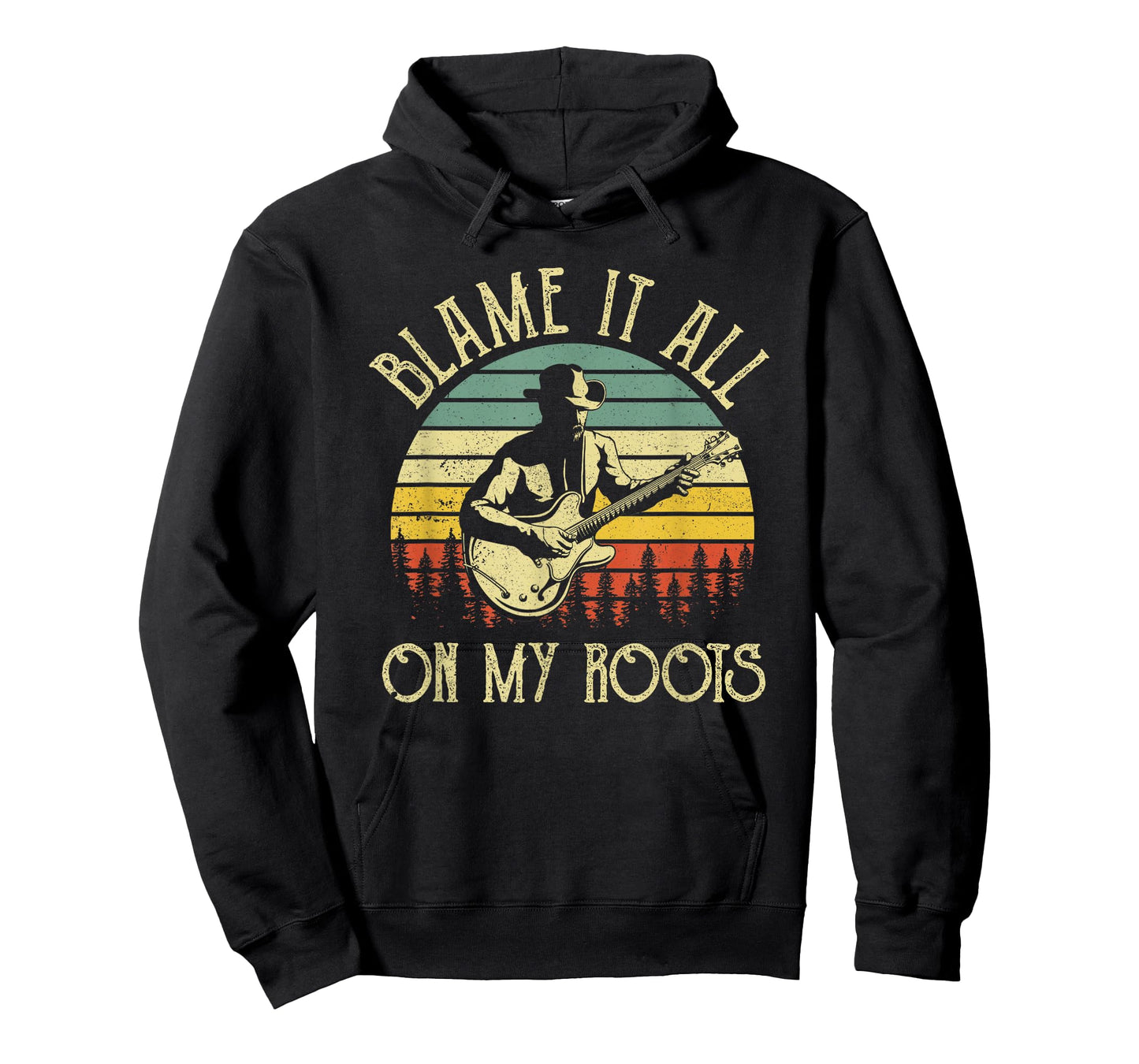 Vintage Cowboy Hat Guitar Blame It All On My Roots T-Shirt