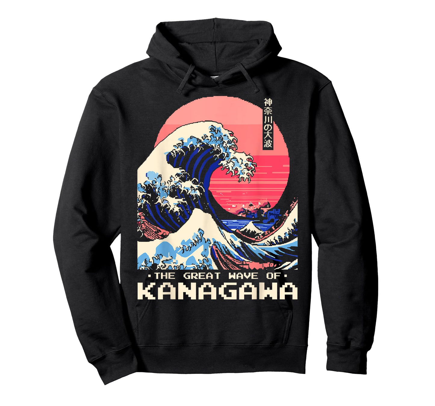 The Great Wave Kanagawa Retro 8-Bit Pixel Art Japanese T-Shirt