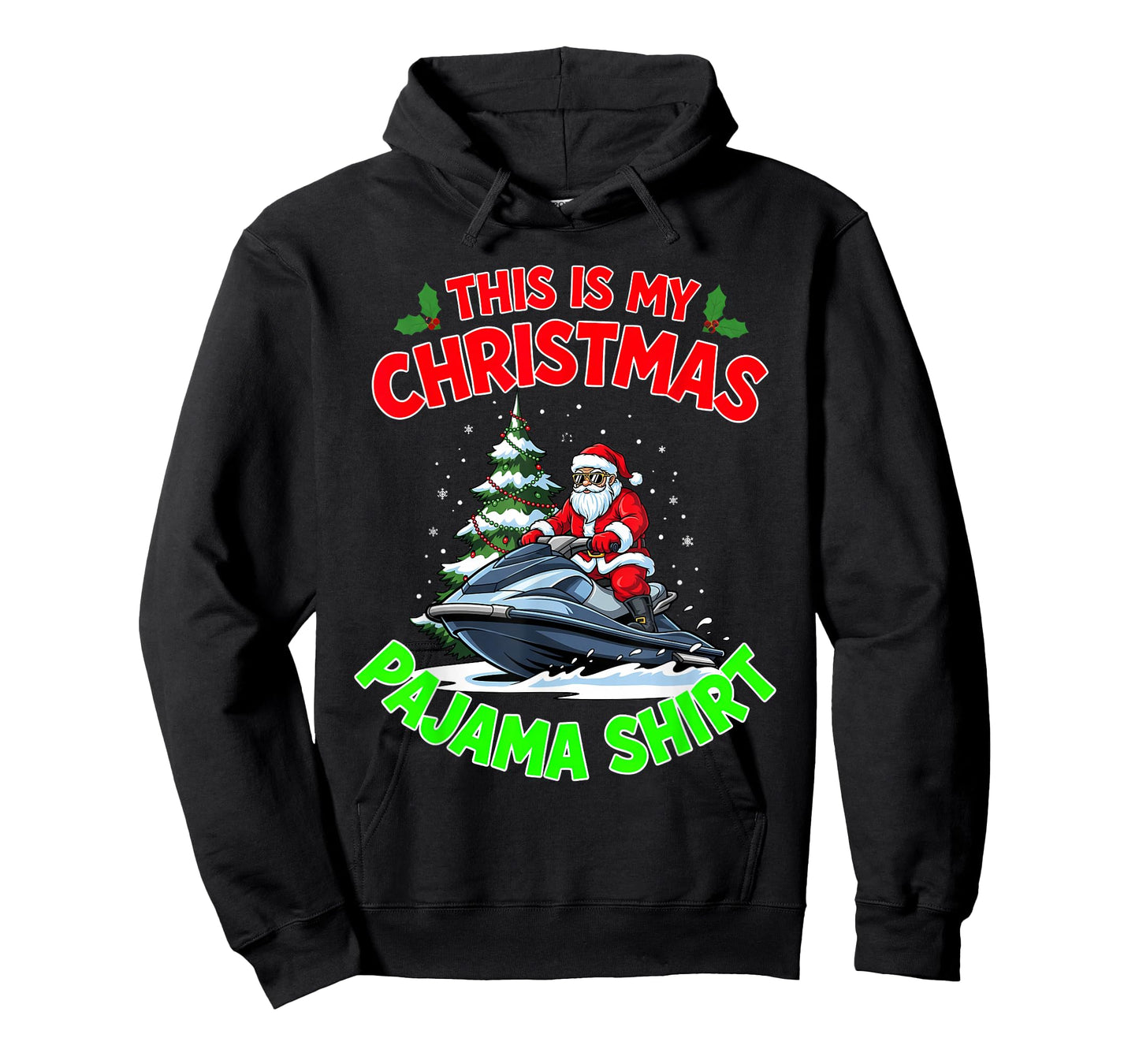 This is My Christmas Pajama Santa Claus Playing Jet Ski T-Shirt