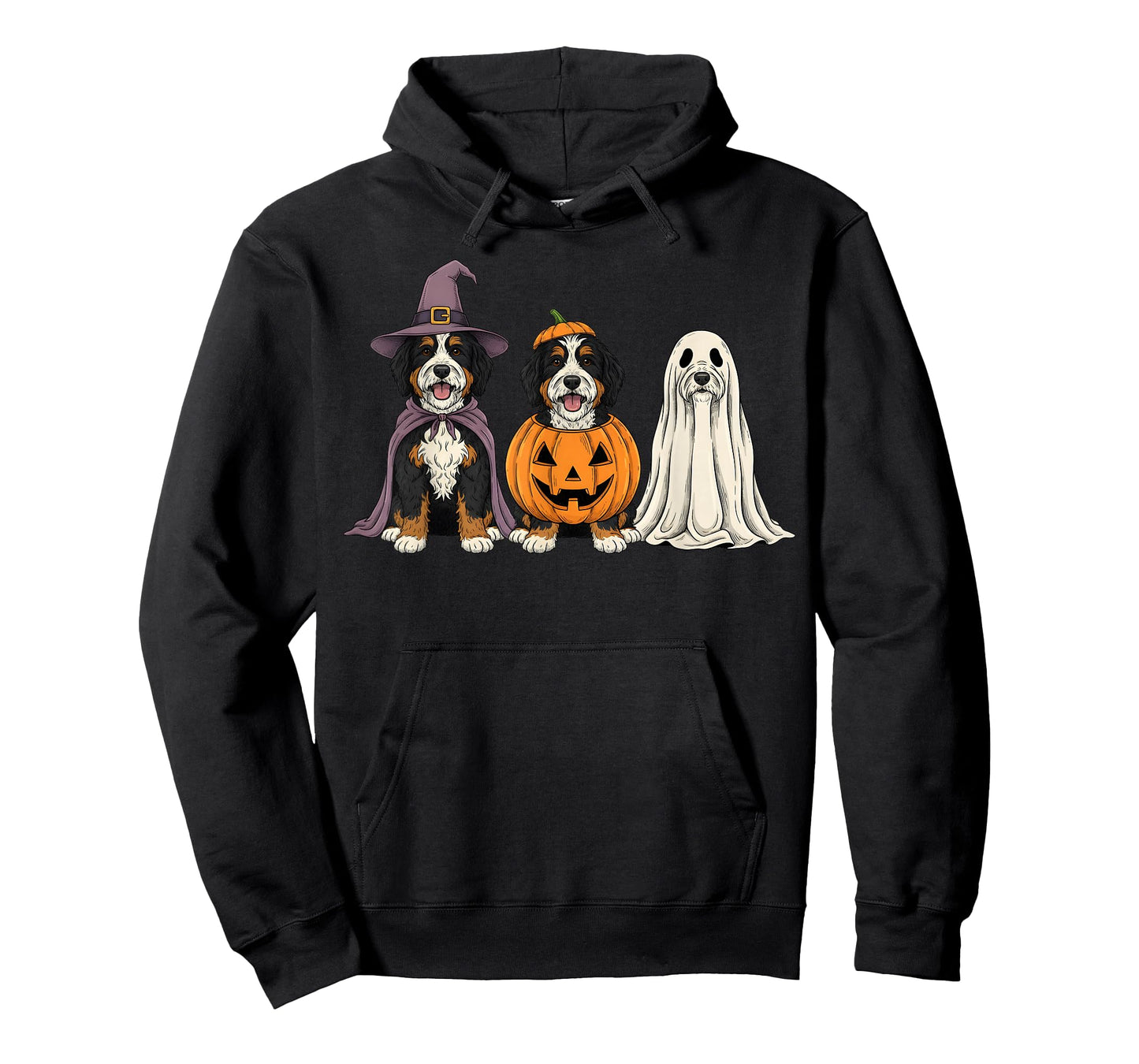 Spooky Ghost Bernedoodle Pumpkin Halloween Doodle Dog Lover T-Shirt