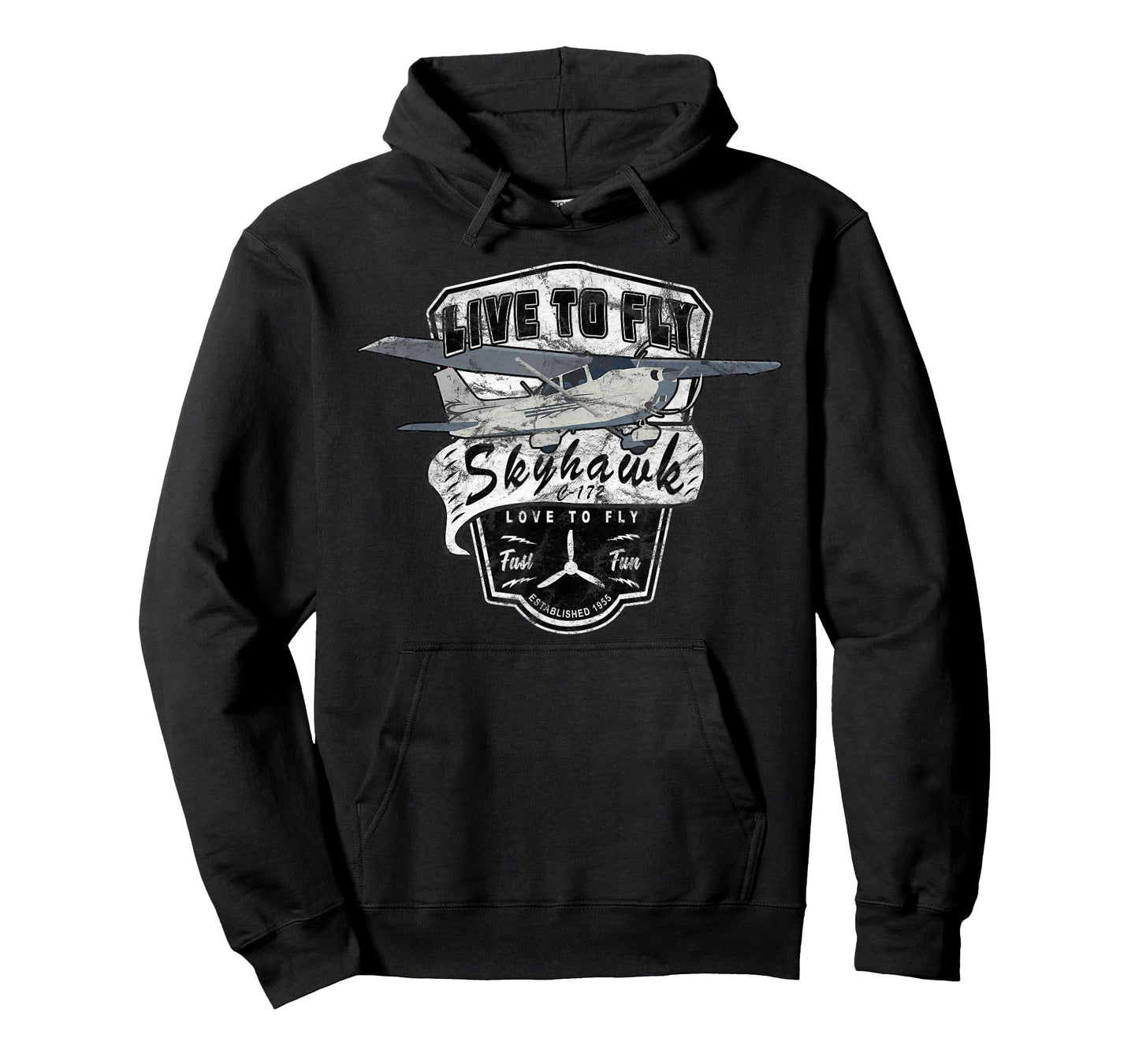 Live to Fly 172 Skyhawk Airplane Pilot Design T-Shirt