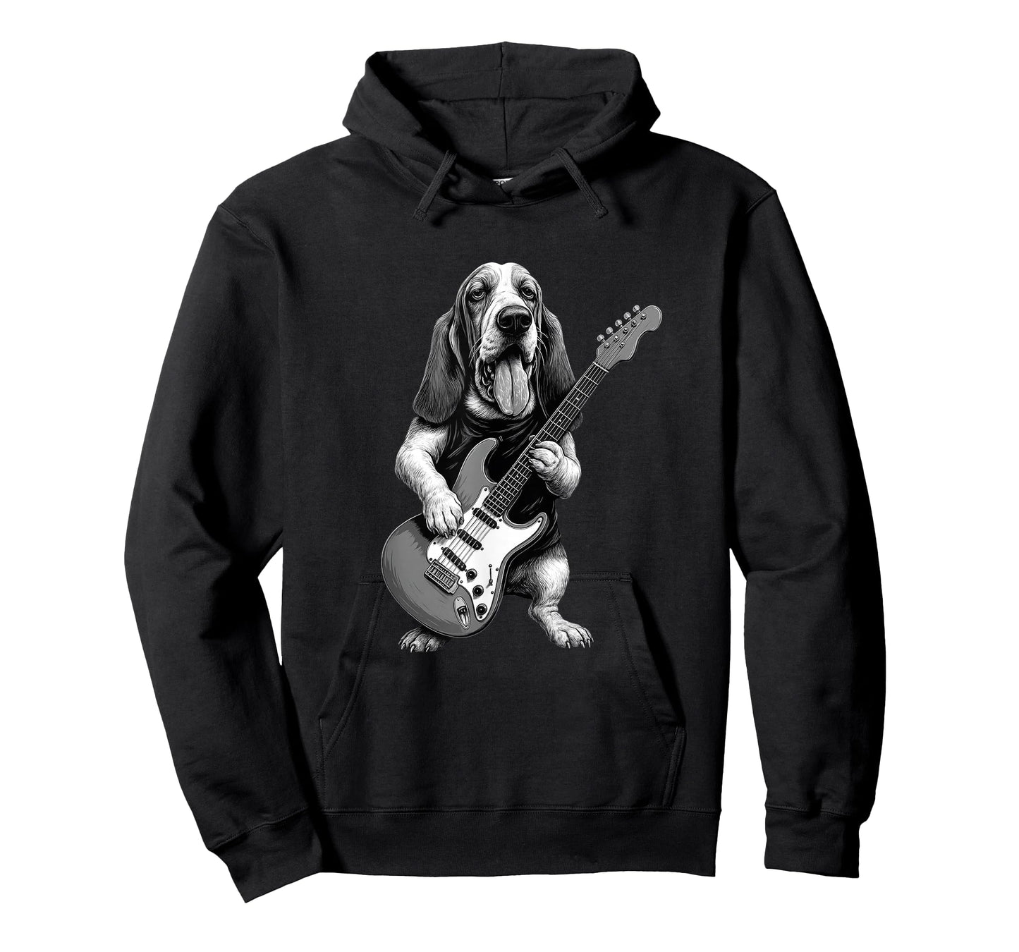 Basset Hound Playing Guitar Funny Basset Hound Dog Lover T-Shirt
